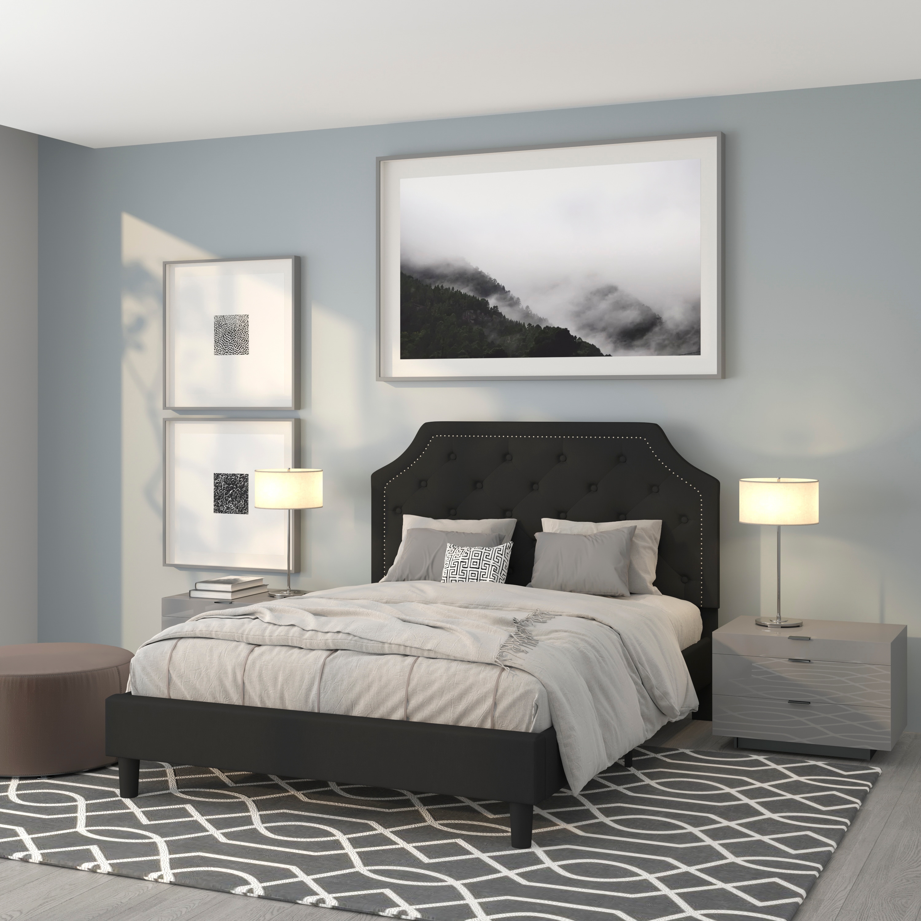 Flash Furniture 889142227229 Brighton Black Queen Upholstered Platform Bed