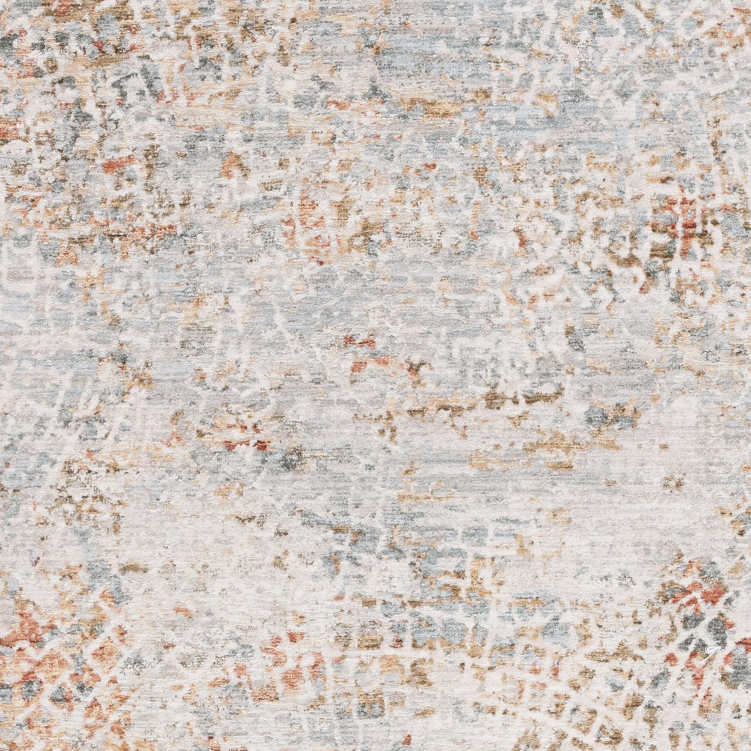Elysian Blue & Gold Hand-Knotted 5'3" x 7'6" Synthetic Area Rug