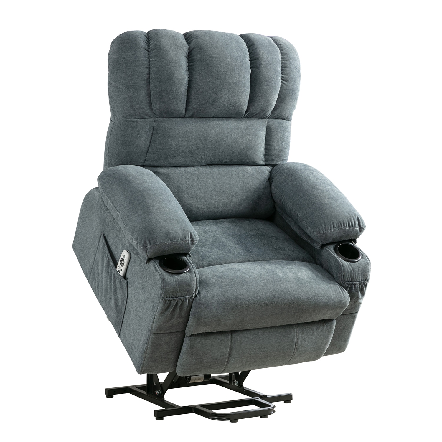 GZMR GZ-W15023 Power Lift Recliner Chair Blue Linen Upholstered Powered Reclining Recliner with Lift Assistance