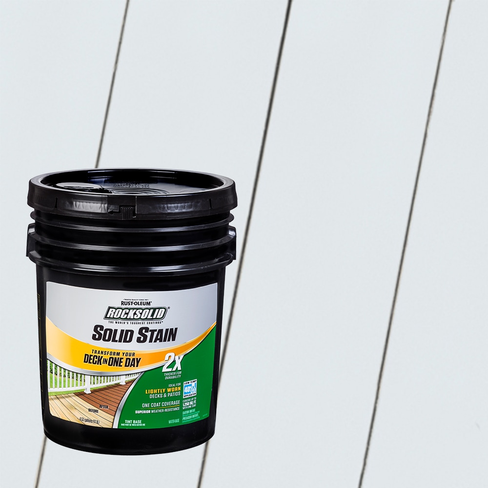 Rust-Oleum 319827T RockSolid 2X Solid Stain Pre-Tinted Mist Solid Exterior Wood Stain and Sealer in One ( 5-gallon )