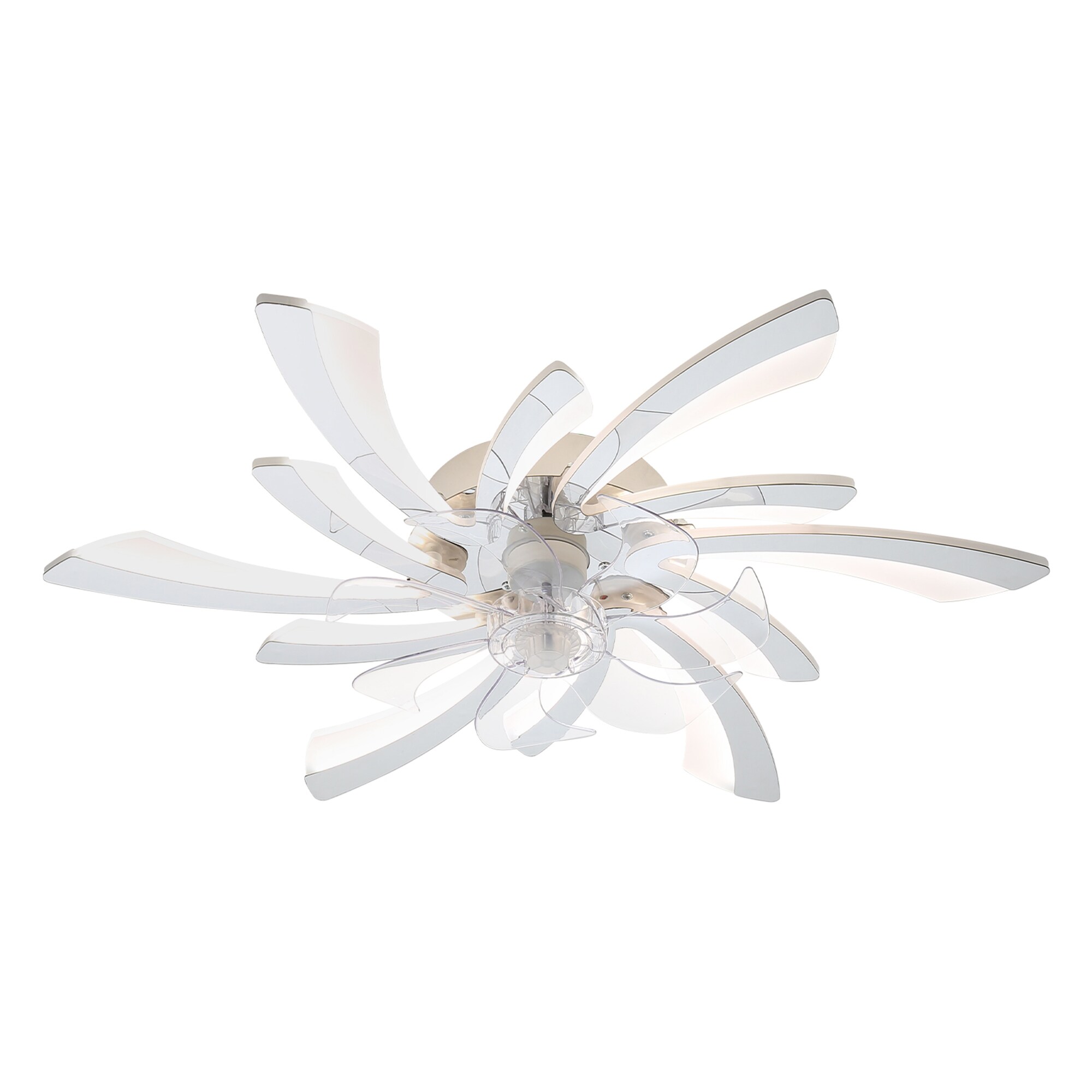 Bybafun YB9100044 31-in Color-Changing Flush Mount Smart Chrome with Finished Blades Ceiling Fan With Light and Remote ( 7 -Blade )