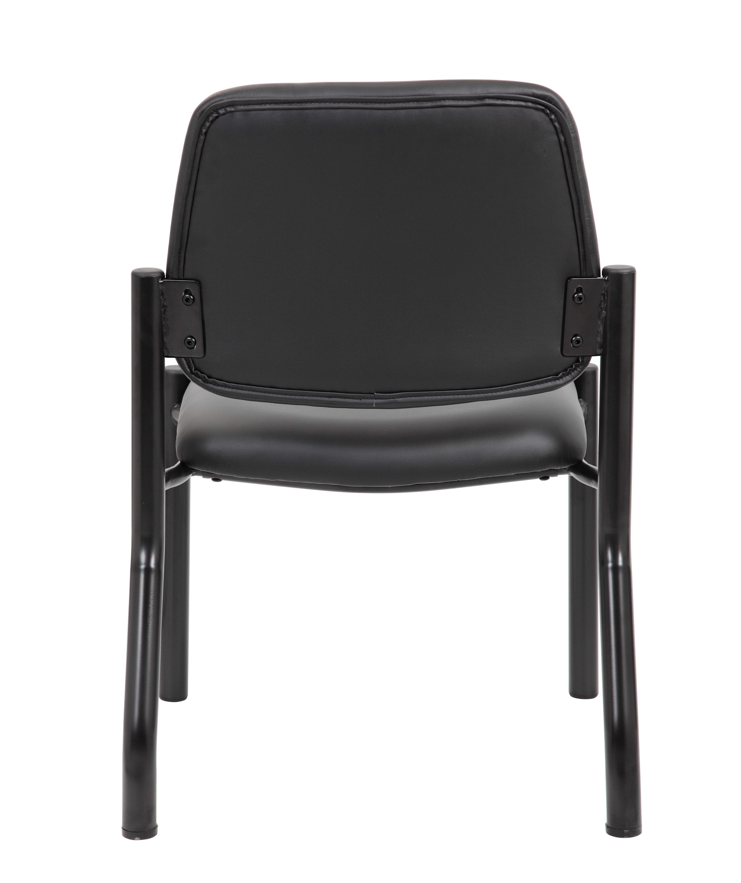 Sleek Mid-Back Armless Guest Chair in Antimicrobial Black Vinyl