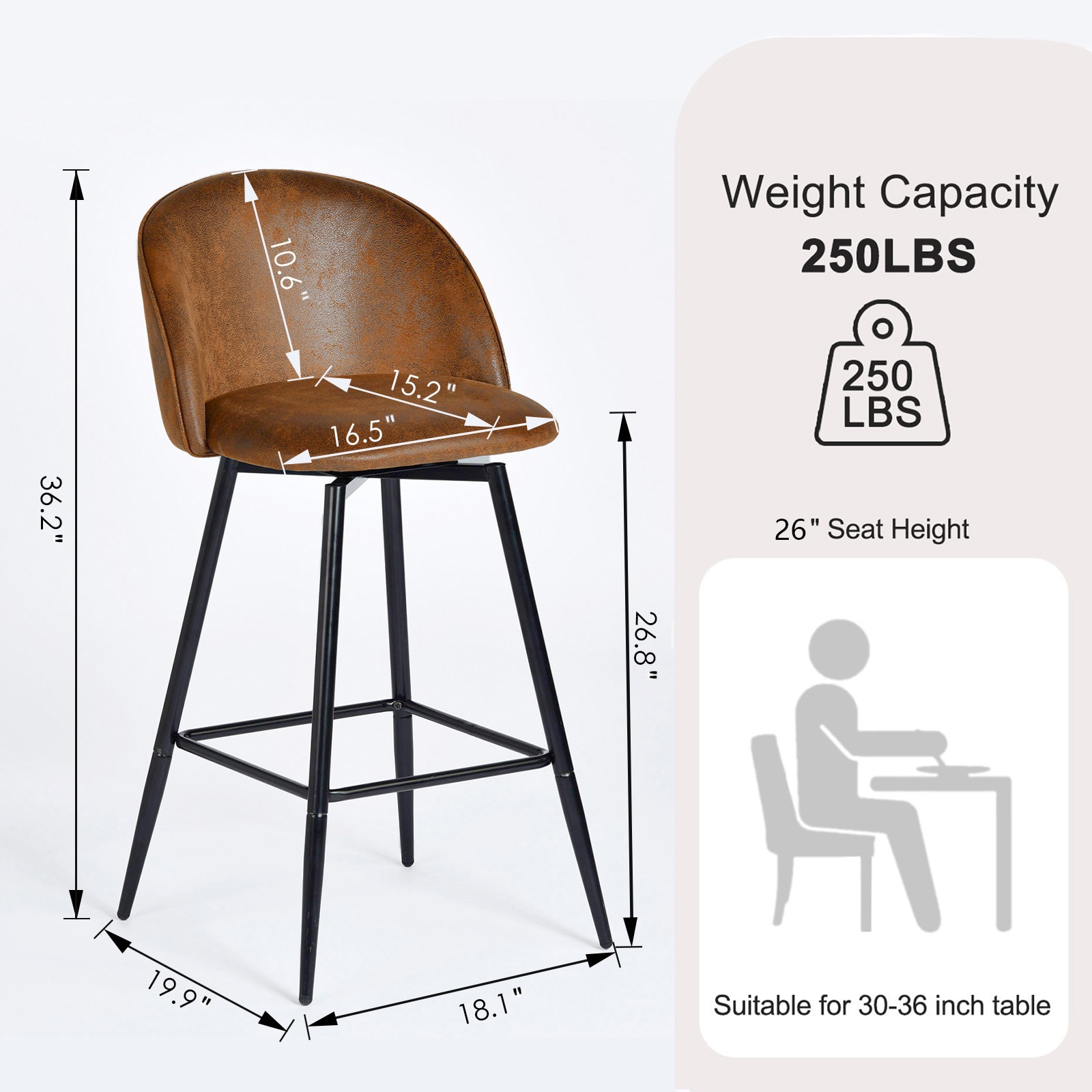 Homy Casa HASEEB BROWN 2 stools - View #3