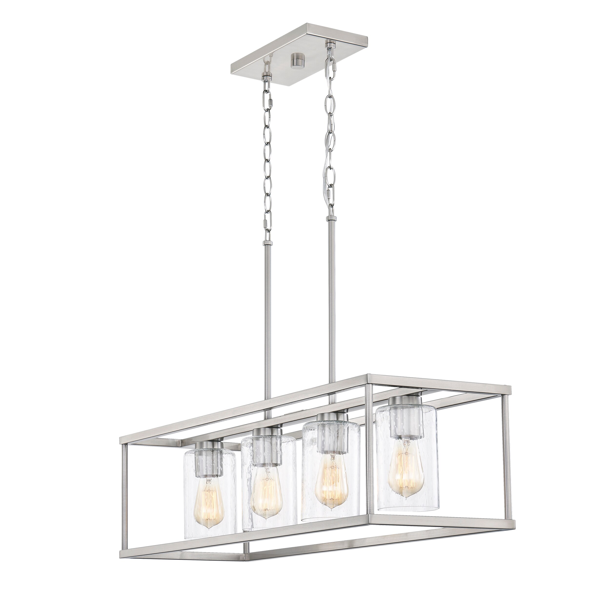 brushed nickel industrial chandelier