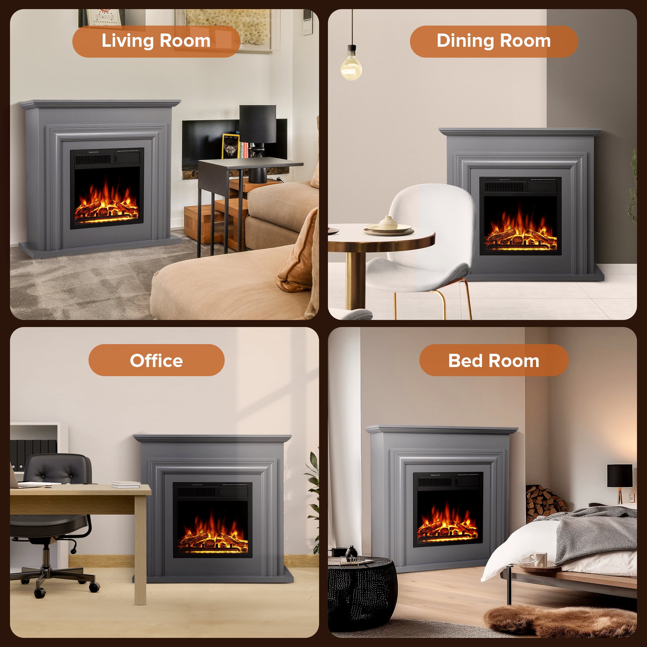 COWSAR M027GY-GRAY Electric-Fireplaces - View #8