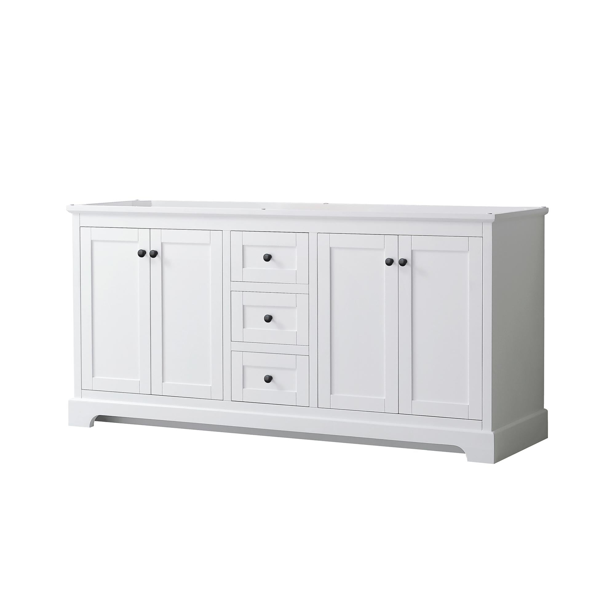 Wyndham Collection WCV232372DWBCXSXXMXX Avery 72-in White with Matte Black Trim Bathroom Vanity Base Cabinet without Top