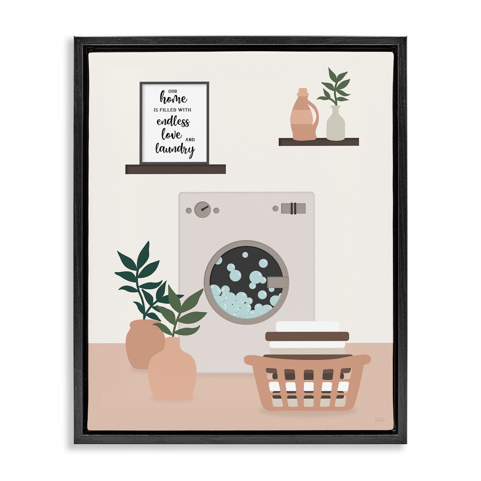 Stupell Industries BT-965-FFB-24X30 Modern Family Laundry Phrase Black Framed Floater Canvas Wall Art By Natalie Carpentieri 25 x 31