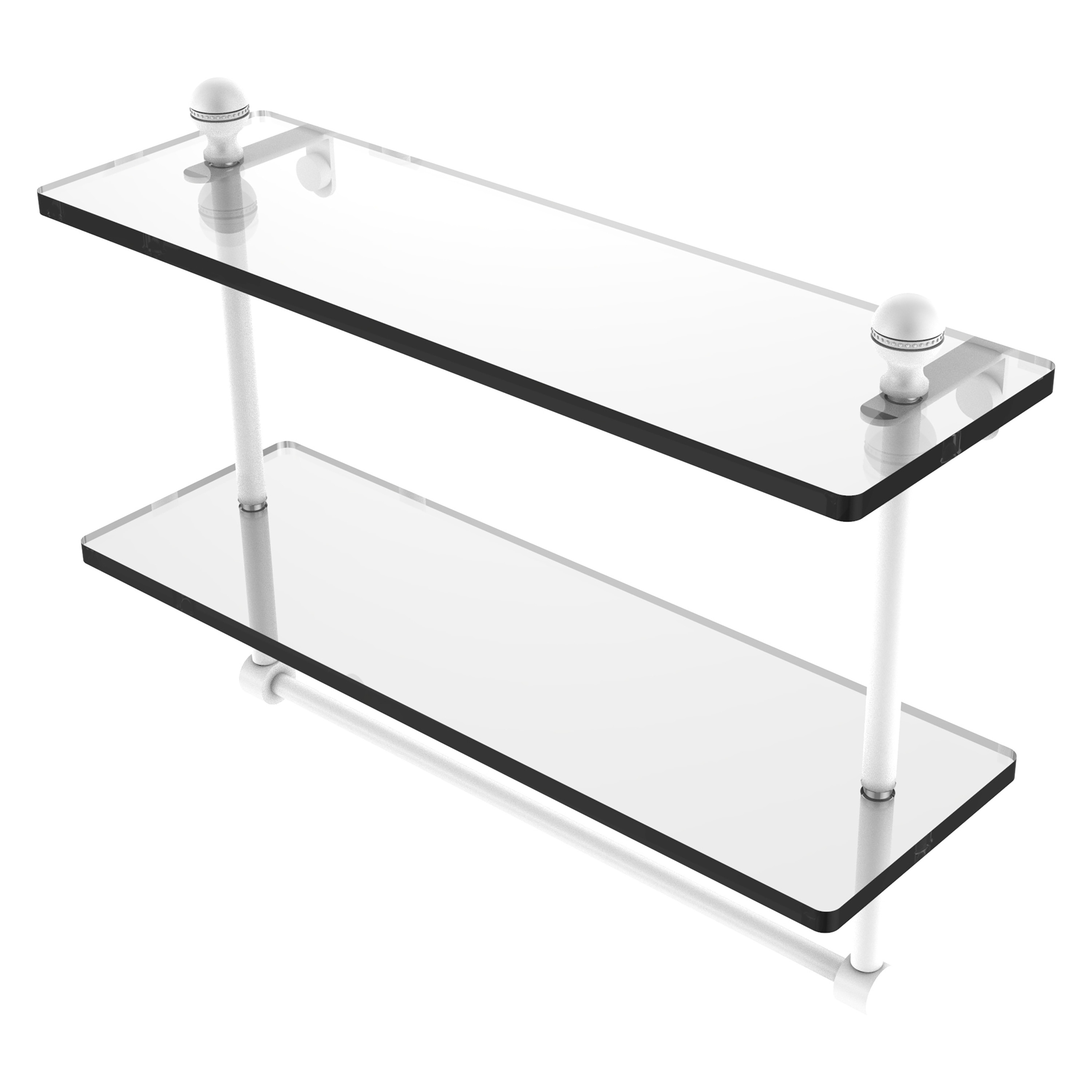 Allied Brass MA-2/16TB-WHM Mambo Matte White 2 -Tier Wall mount Bathroom Shelf ( 16-in x 12-in x 5-in )