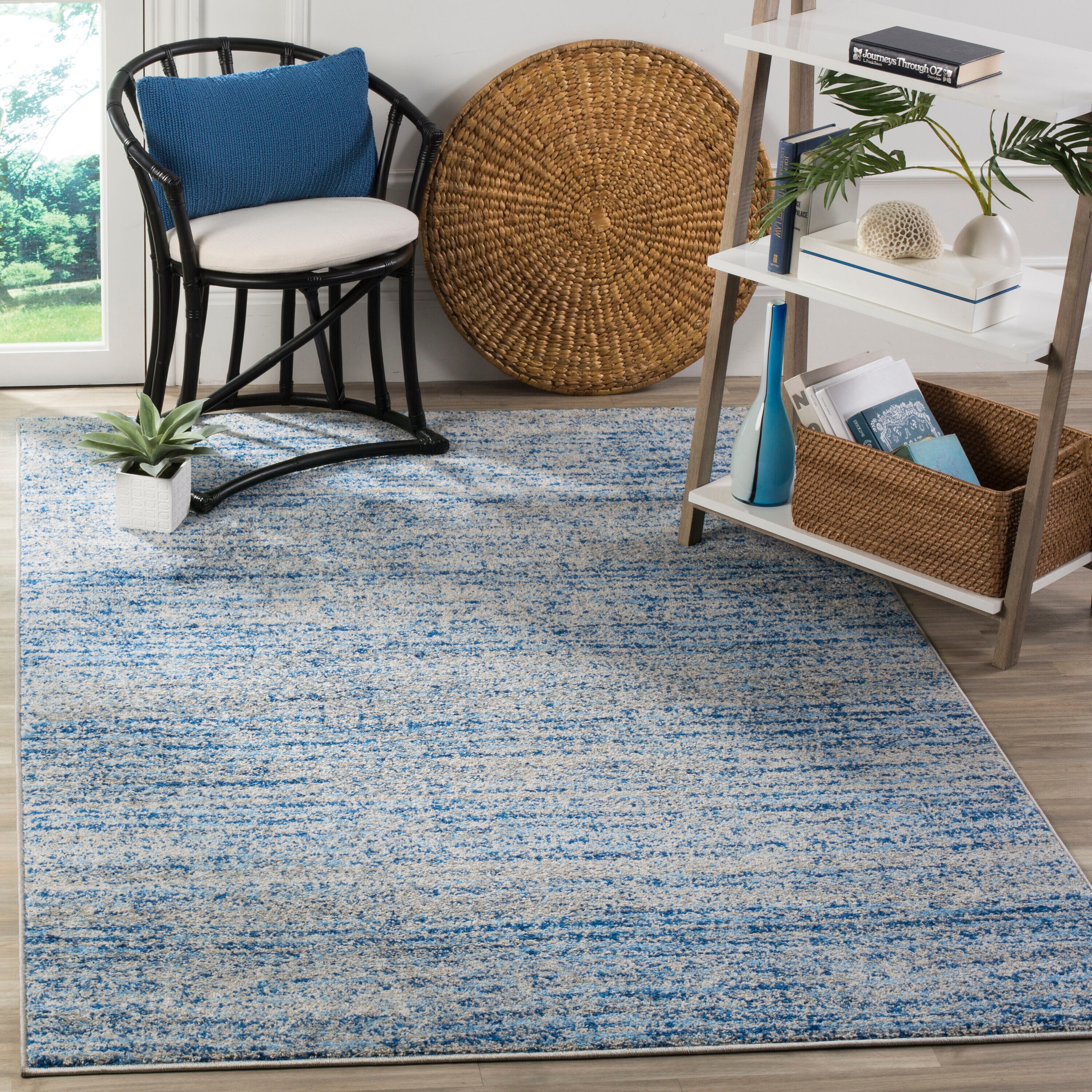 Safavieh ADR117D-5 Adirondack Lorenzo 5 x 8 (ft) Loomed Polypropylene Blue/Silver Rectangular Indoor Distressed/Overdyed Industrial Area rug