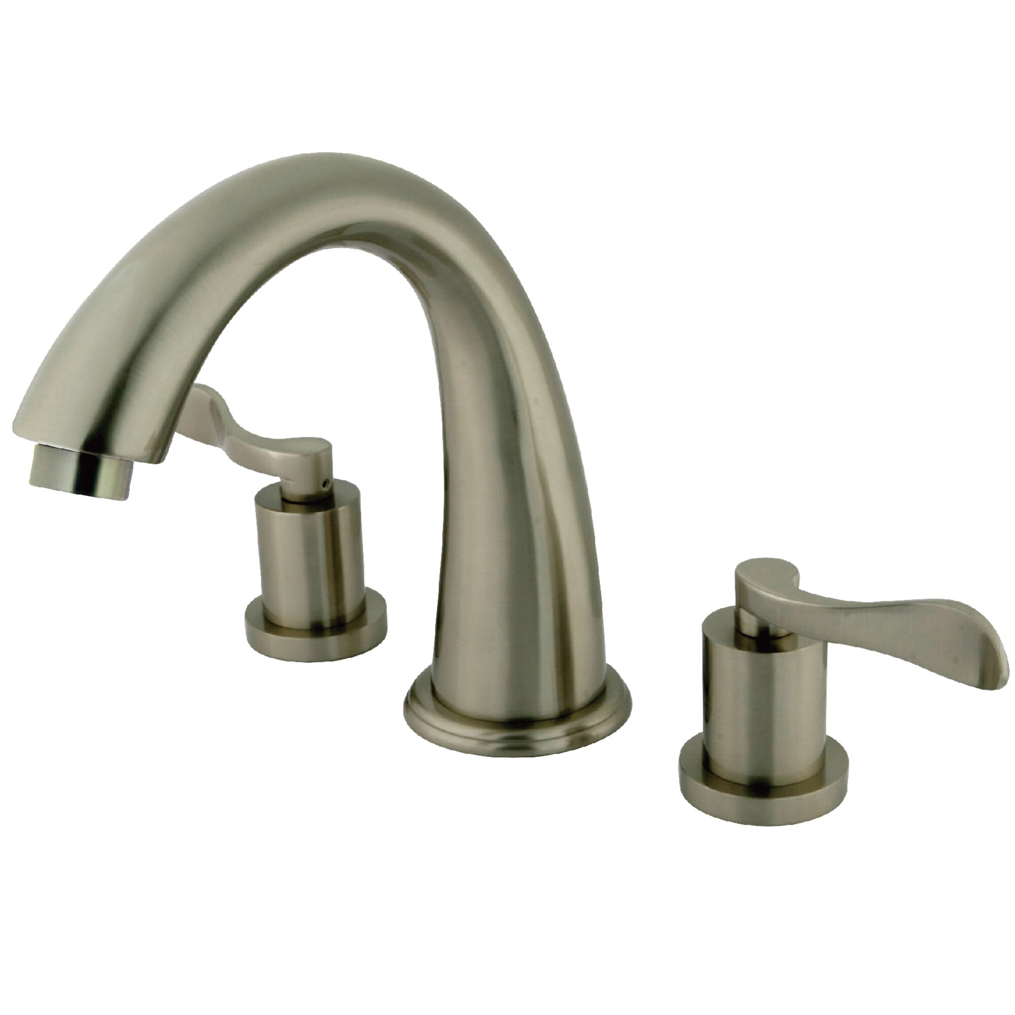 Kingston Brass WLKS2368DFL Vintage Brushed nickel 2-handle Deck-mount Roman High-arc Bathtub Faucet ( Valve Included )