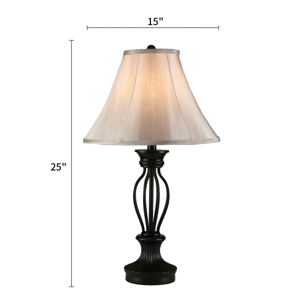 Cedar Hill 10-in Dark Bronze LED Table Lamp with Fabric Shade in