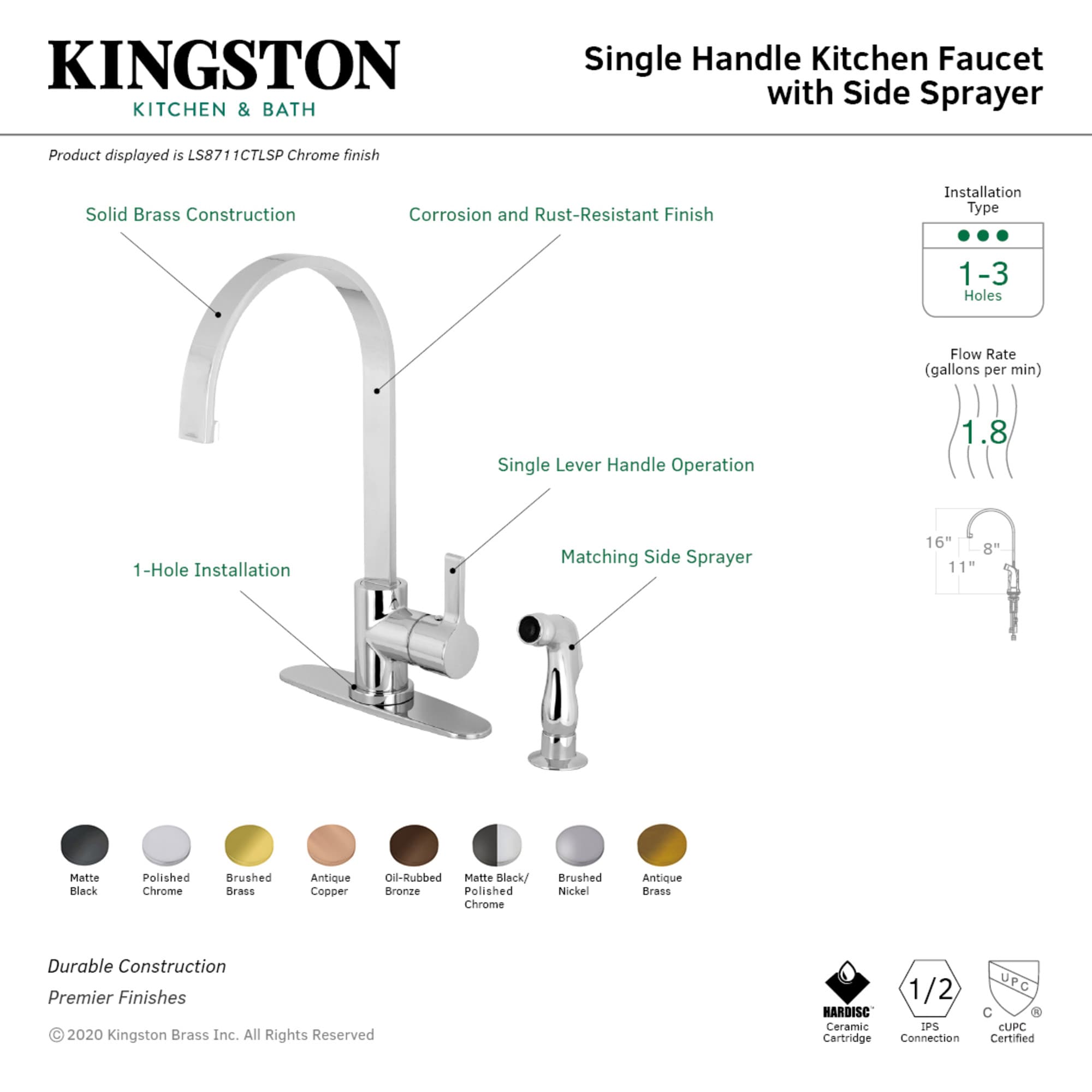Kingston Brass WLGS8718CTLSP Kitchen-Faucets - View #3