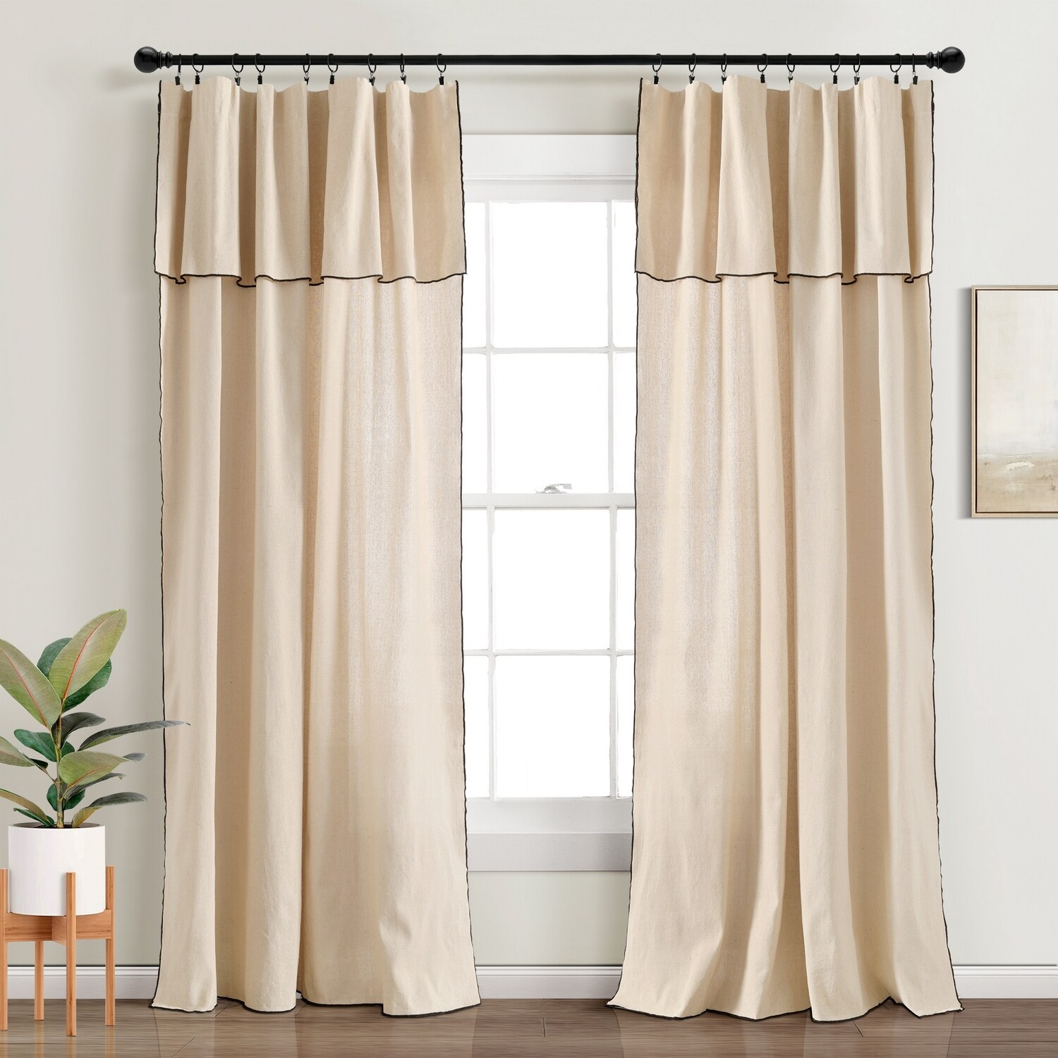 Lush Decor 21T013445 84-in Dark Linen Room darkening Rod pocket Curtain panel pair