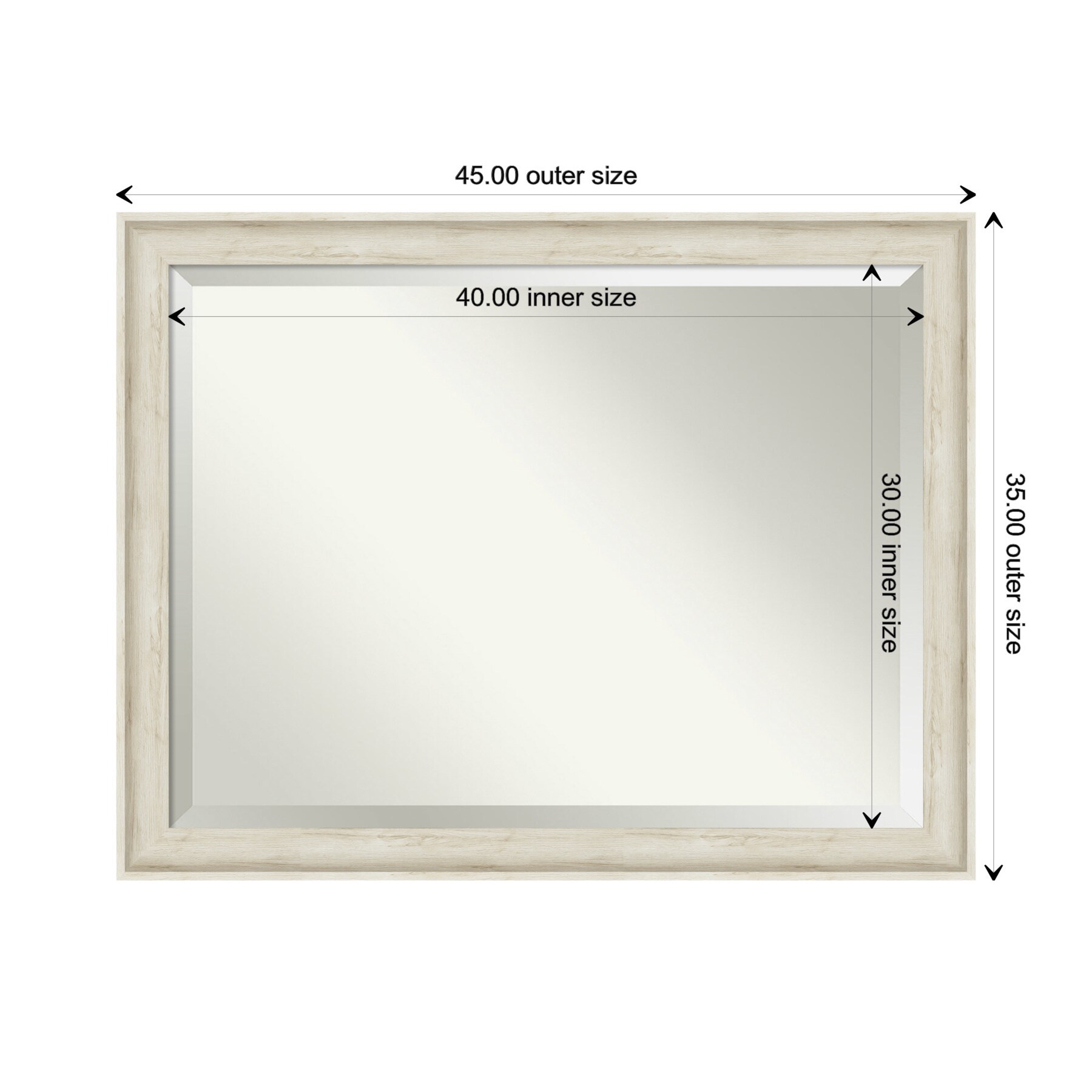 Regal Birch Cream Rustic Rectangular Wall Mirror 41.82" x 52.2"