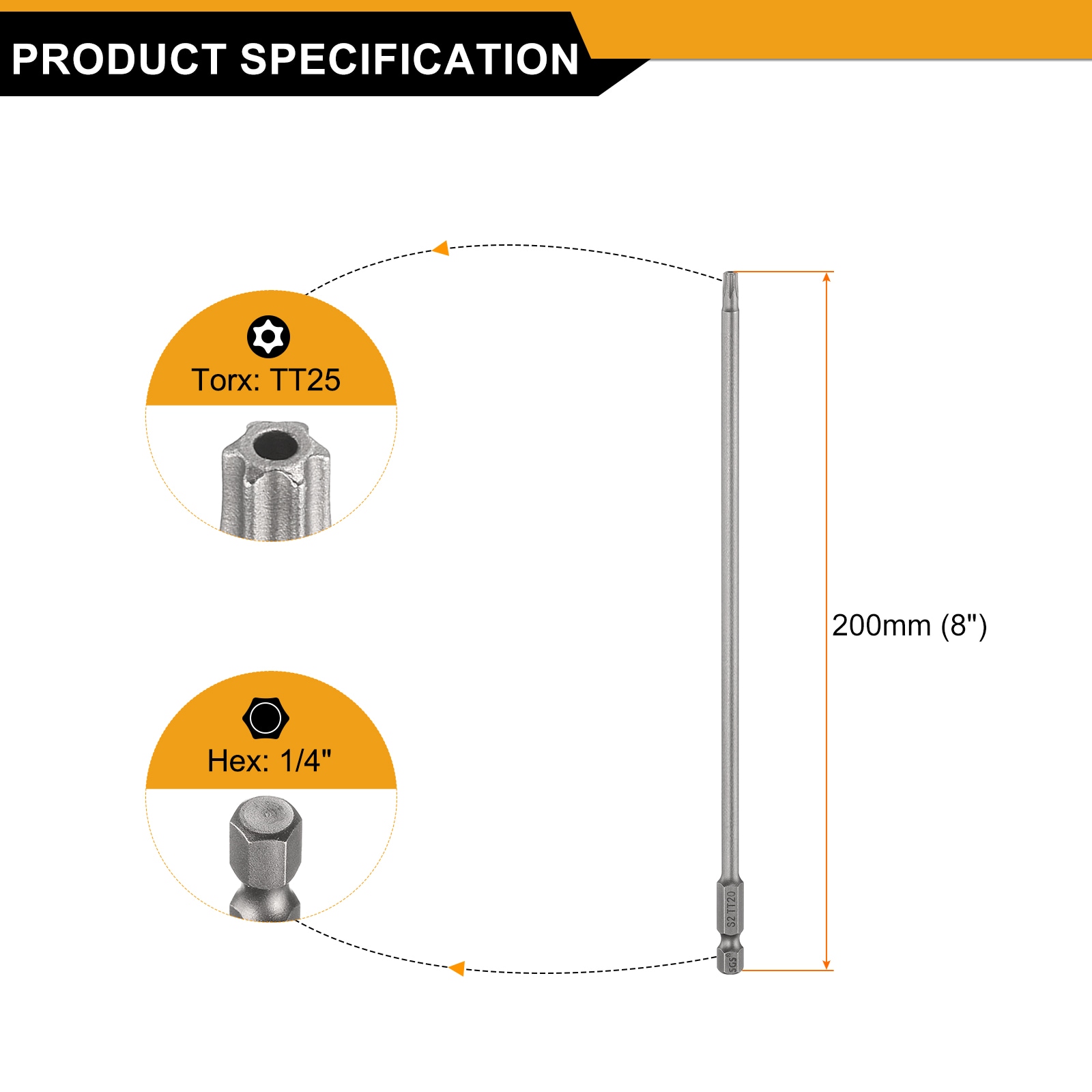 Harfington 5pcs TT20 Security Torx Head Screwdriver Bit 8inch