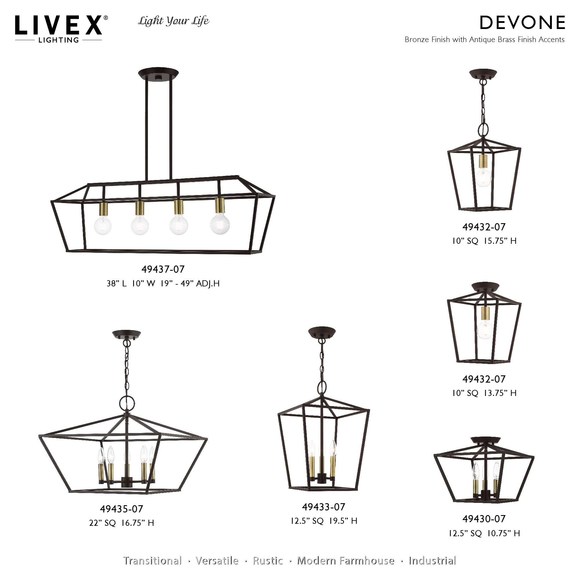 Devonshire Bronze 3-Light Convertible Lantern Pendant