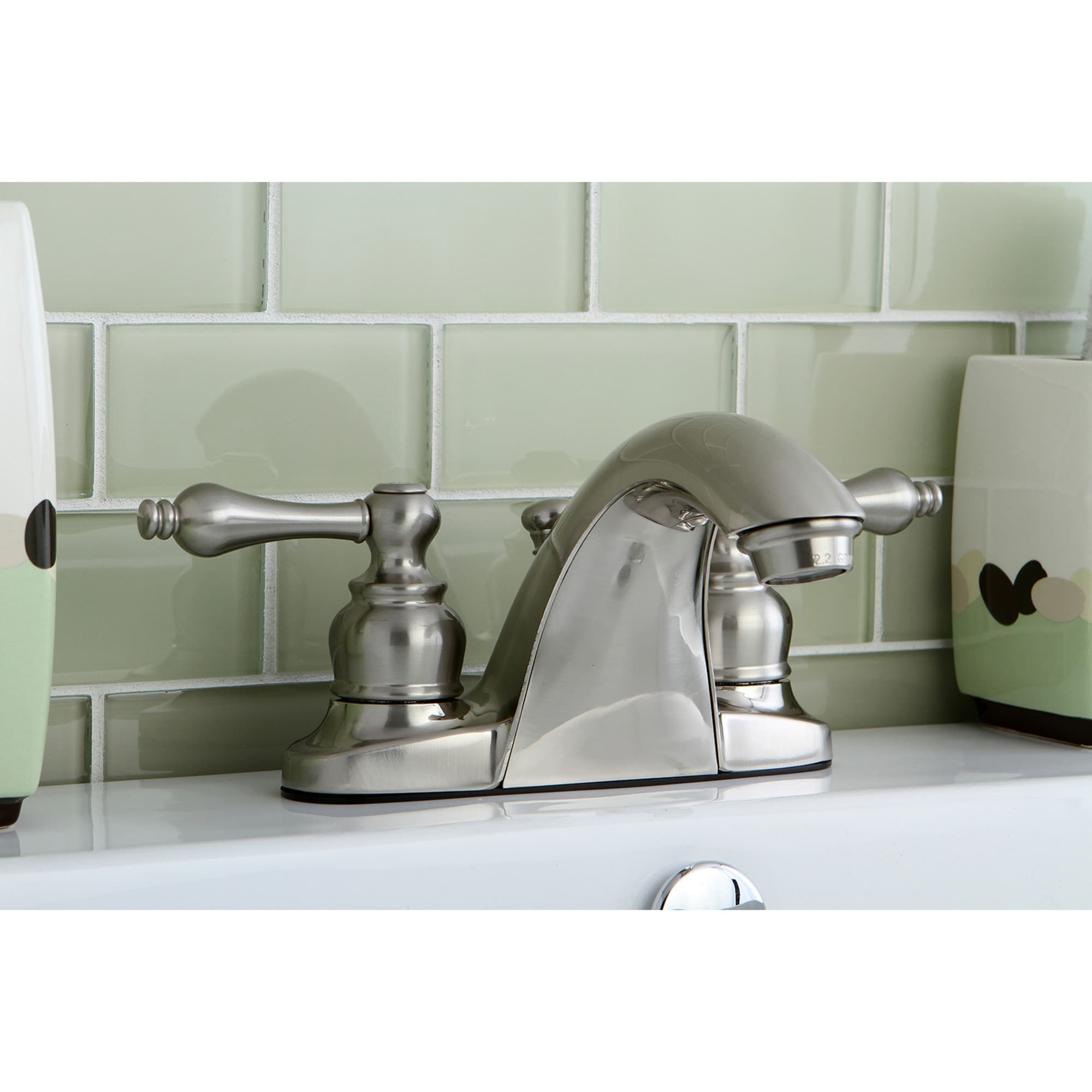 Elements of Design EB7648AL English Country Satin nickel 4-in centerset 2-handle Low-arc Residential Handle Bathroom Sink Faucet with Drain