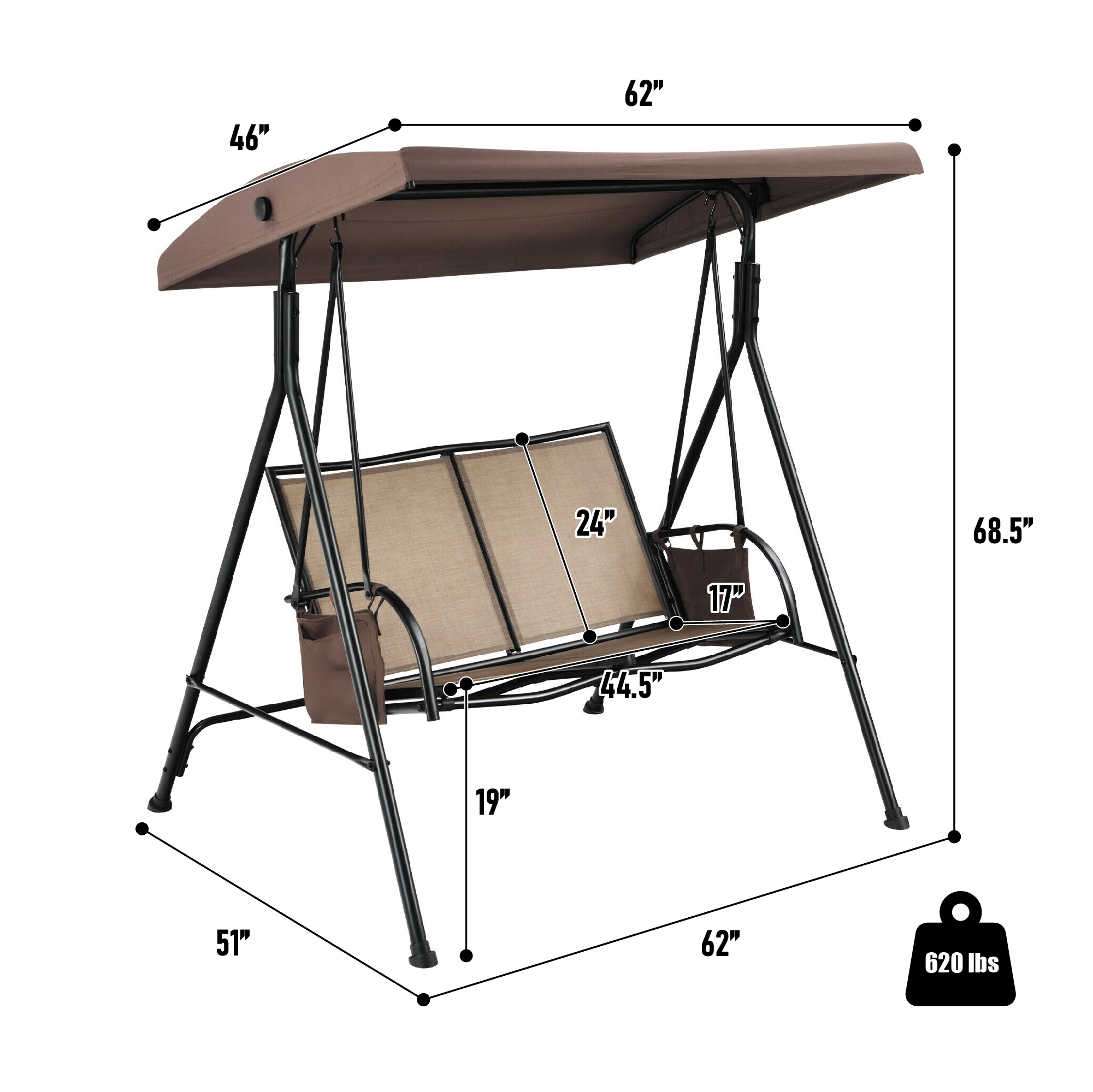 WELLFOR TDG10089CF Swing-Gliders - View #2