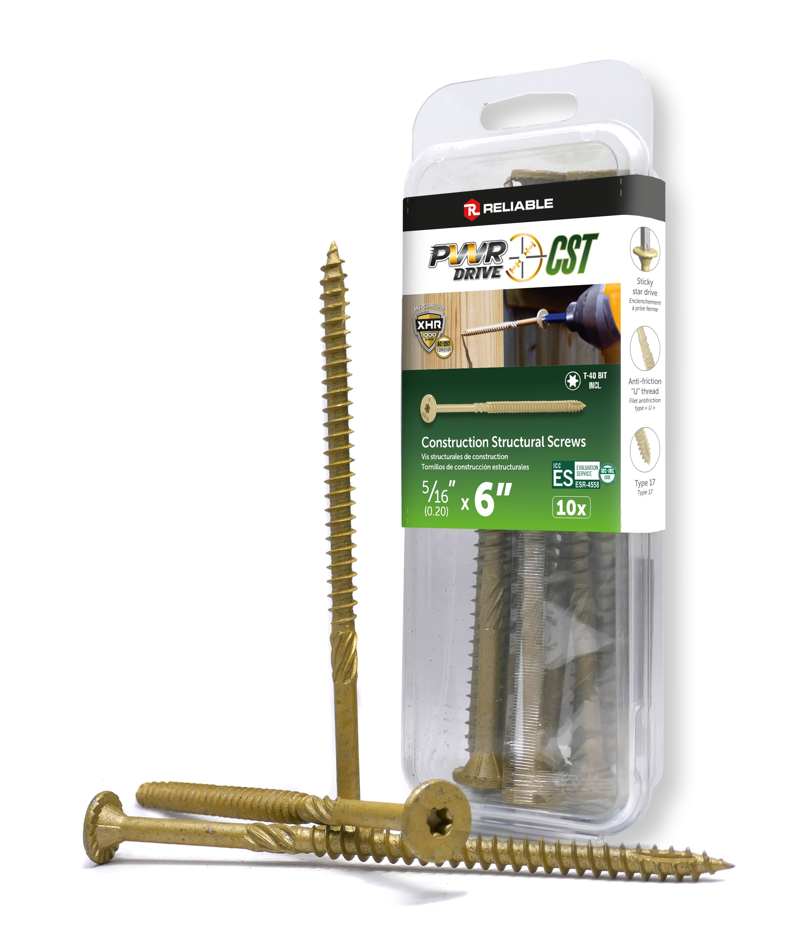PWR DRIVE Reliable 5/16-in x 6-in Wood to wood Deck Screws 10 -Per Box