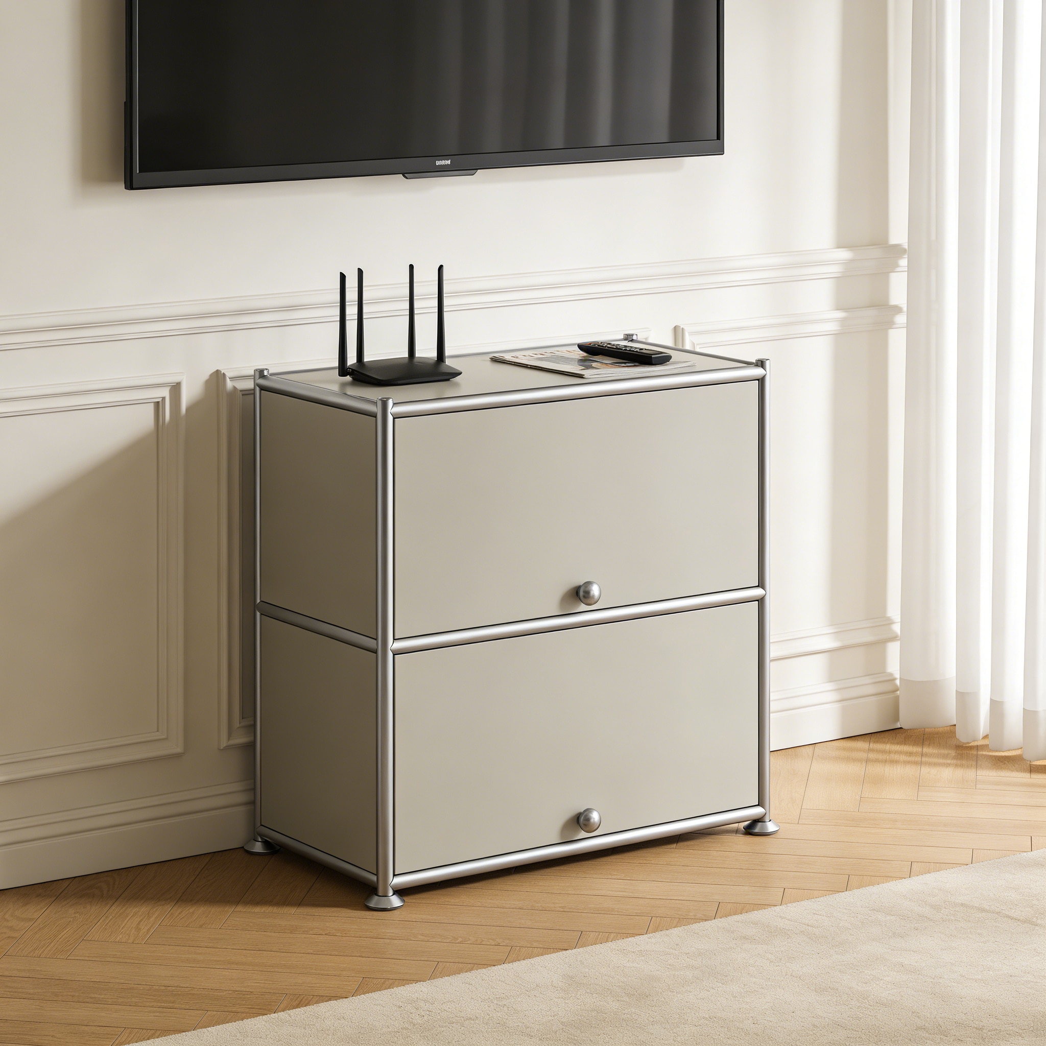 MEGA CASA 4 Tier Modular Metal Sideboard Buffet Cabinet with Flip Up ...