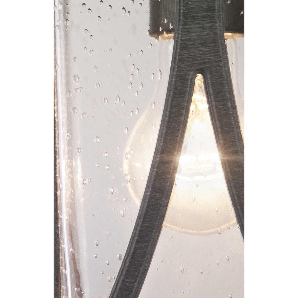 Antique Pewter Outdoor Lantern with Clear Seeded Glass Shade