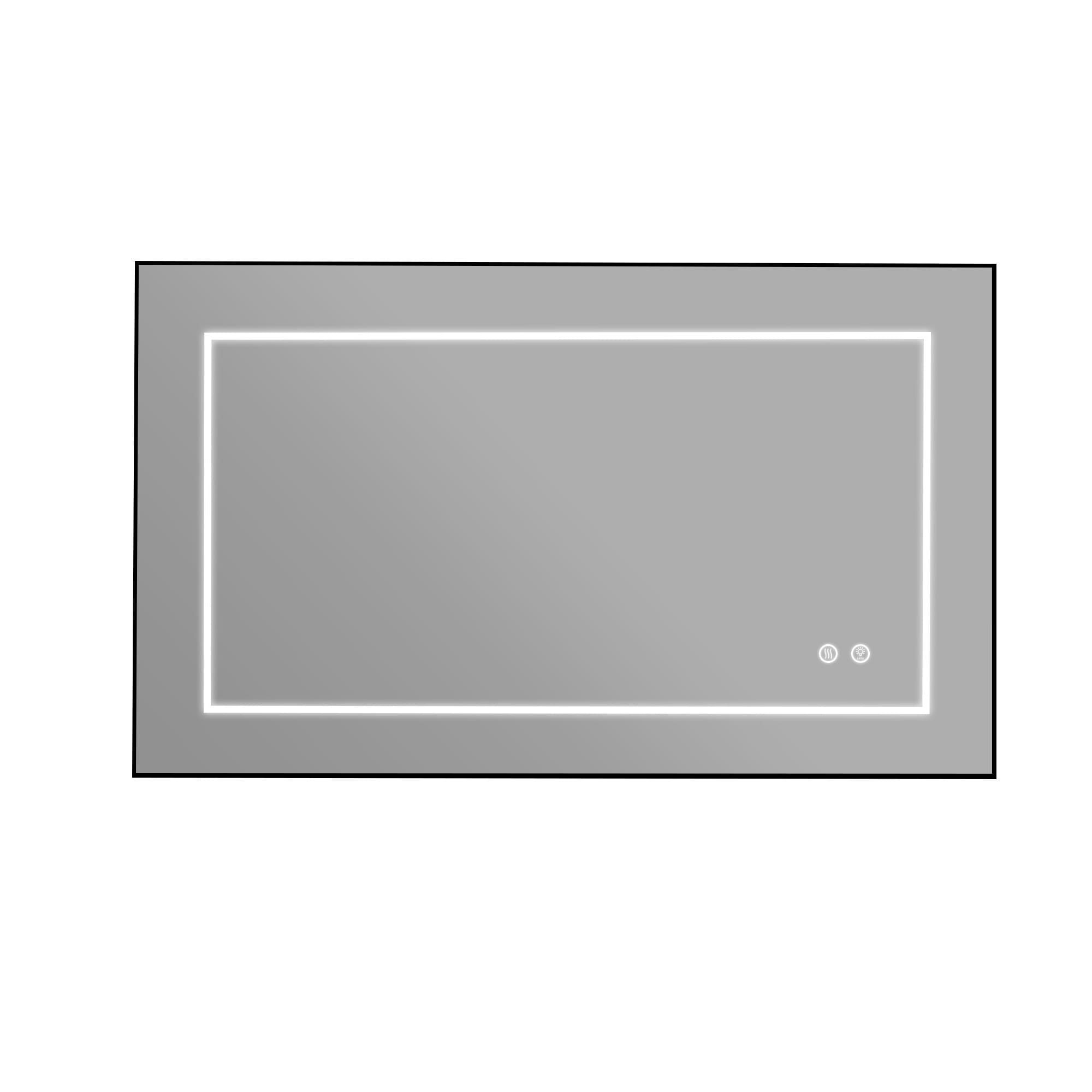 Forclover HE-28M2432 40-Inches x 24-Inches Framed Rectangular Dimmable Lighted Fog Free Bathroom Vanity Mirror ( White + Silver )