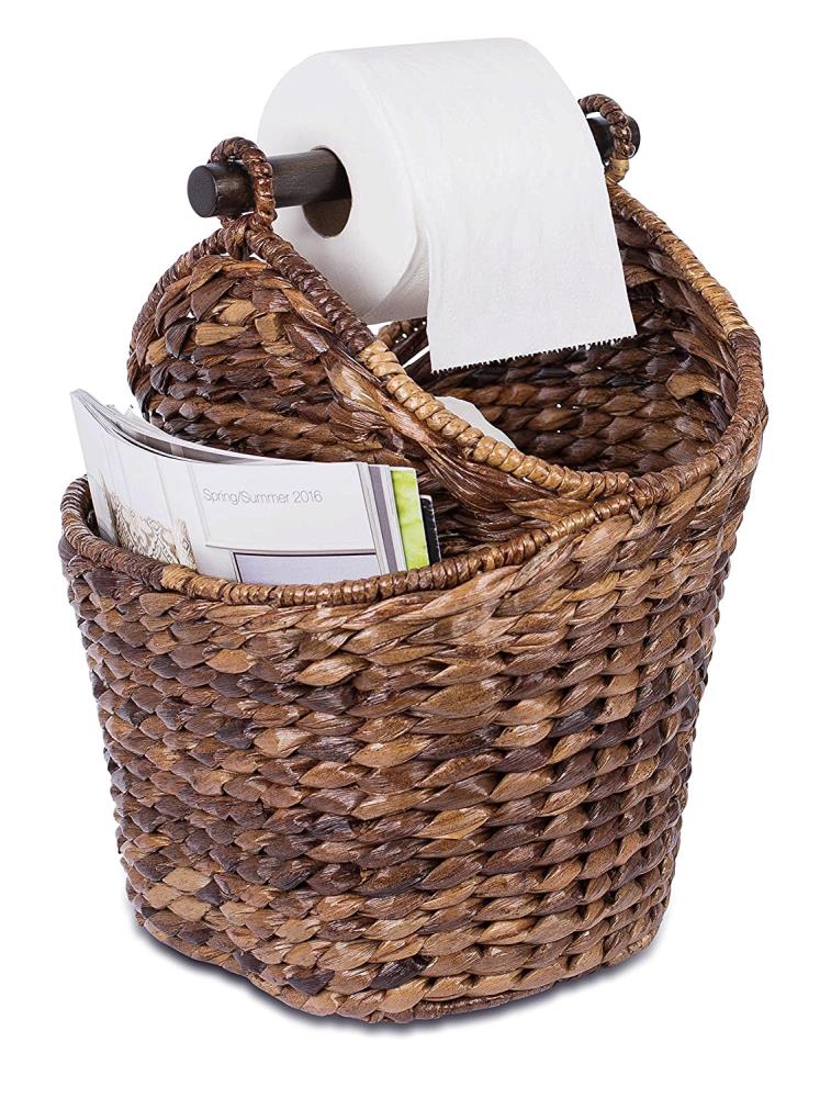Storage Toilet Paper Toilet Paper Basket Spare Roll Holder Toilet Paper  Basket With Handle, Wicker Bathroom Basket Toilet Paper Holder 