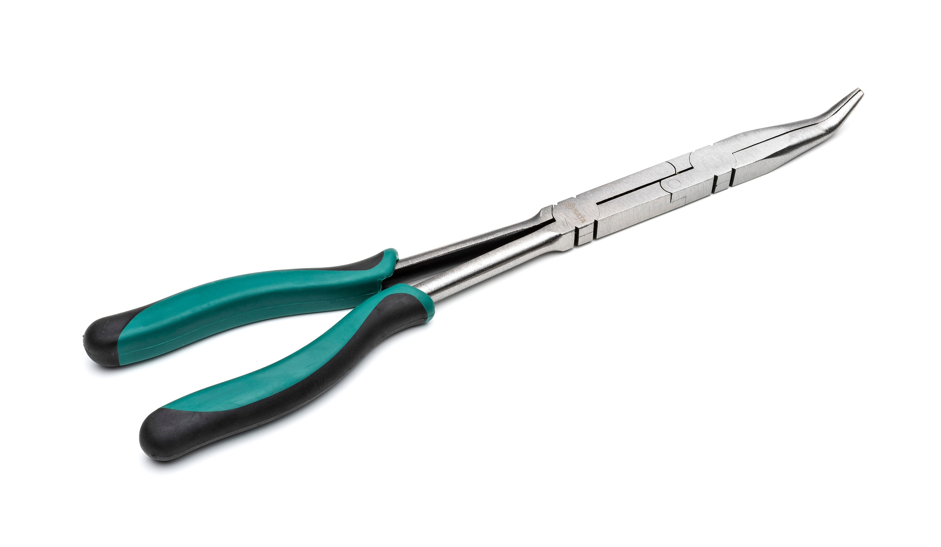 SATA Straight Body Double x-Pliers, with Green Handles & A Long-Nose Design for Access in Tight Spaces - ST70711, 45° Tip