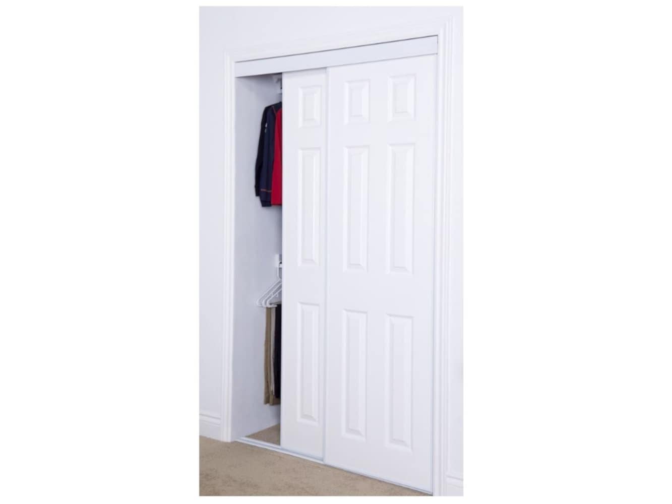 Renin 692036 72-in x 80-in White 6-panel Smooth Solid core Prefinished Hardboard Closet Sliding Door ( Hardware Included )