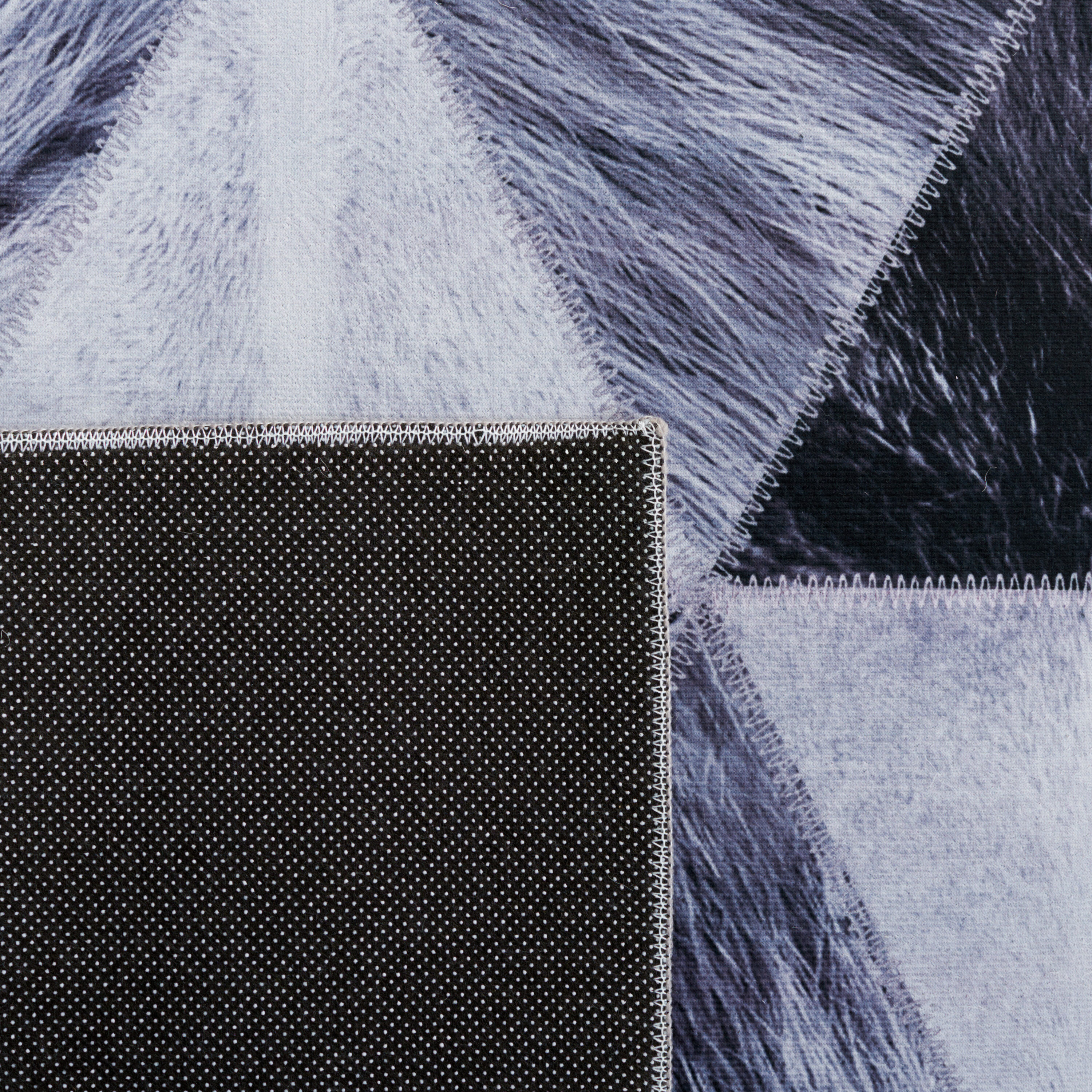 Gray Rectangular Washable Synthetic Rug with Non-slip Backing