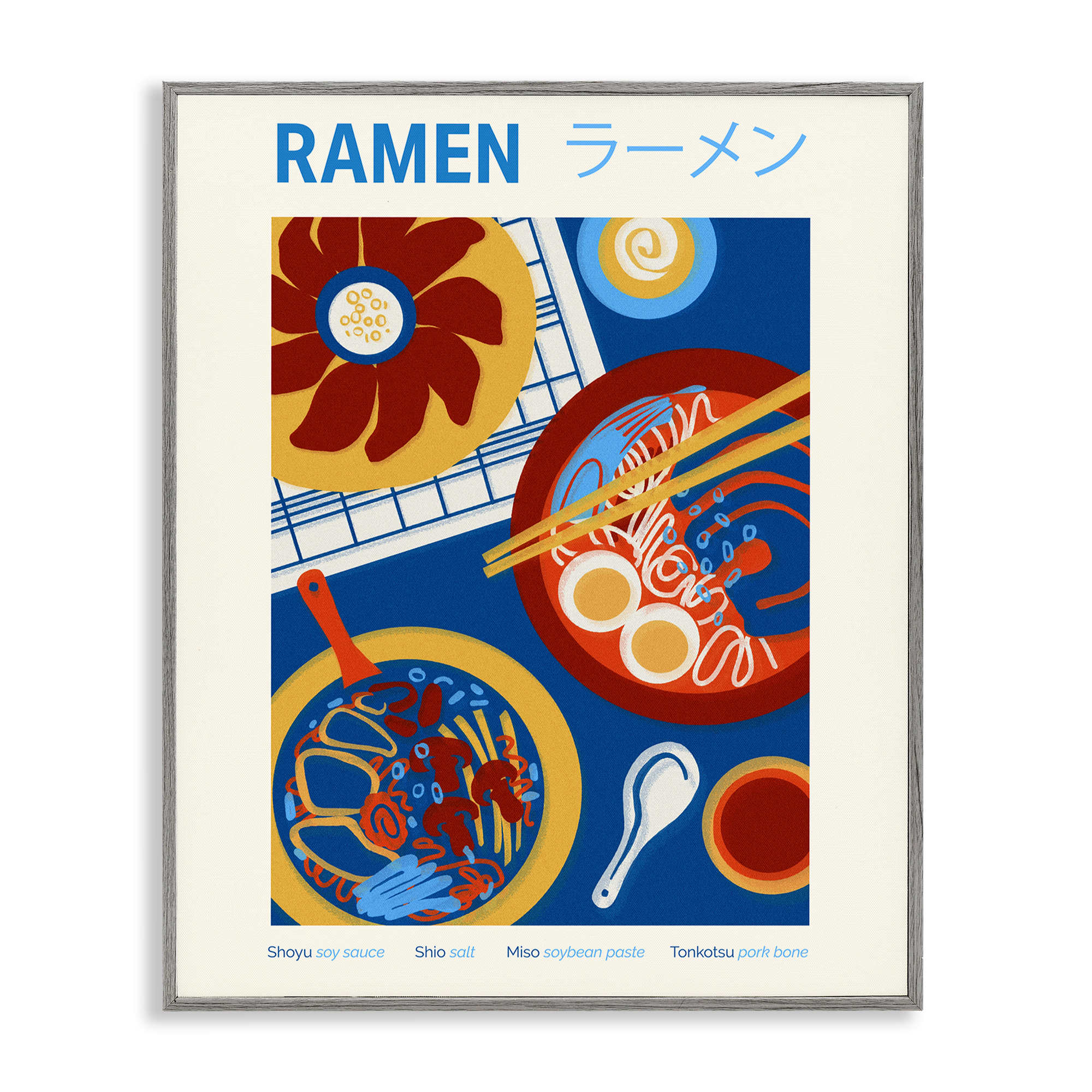Stupell Industries BS-347-GFF-24X30 Ramen Table Placement Gray Framed Giclee Art By Victoria Barnes 24 x 30