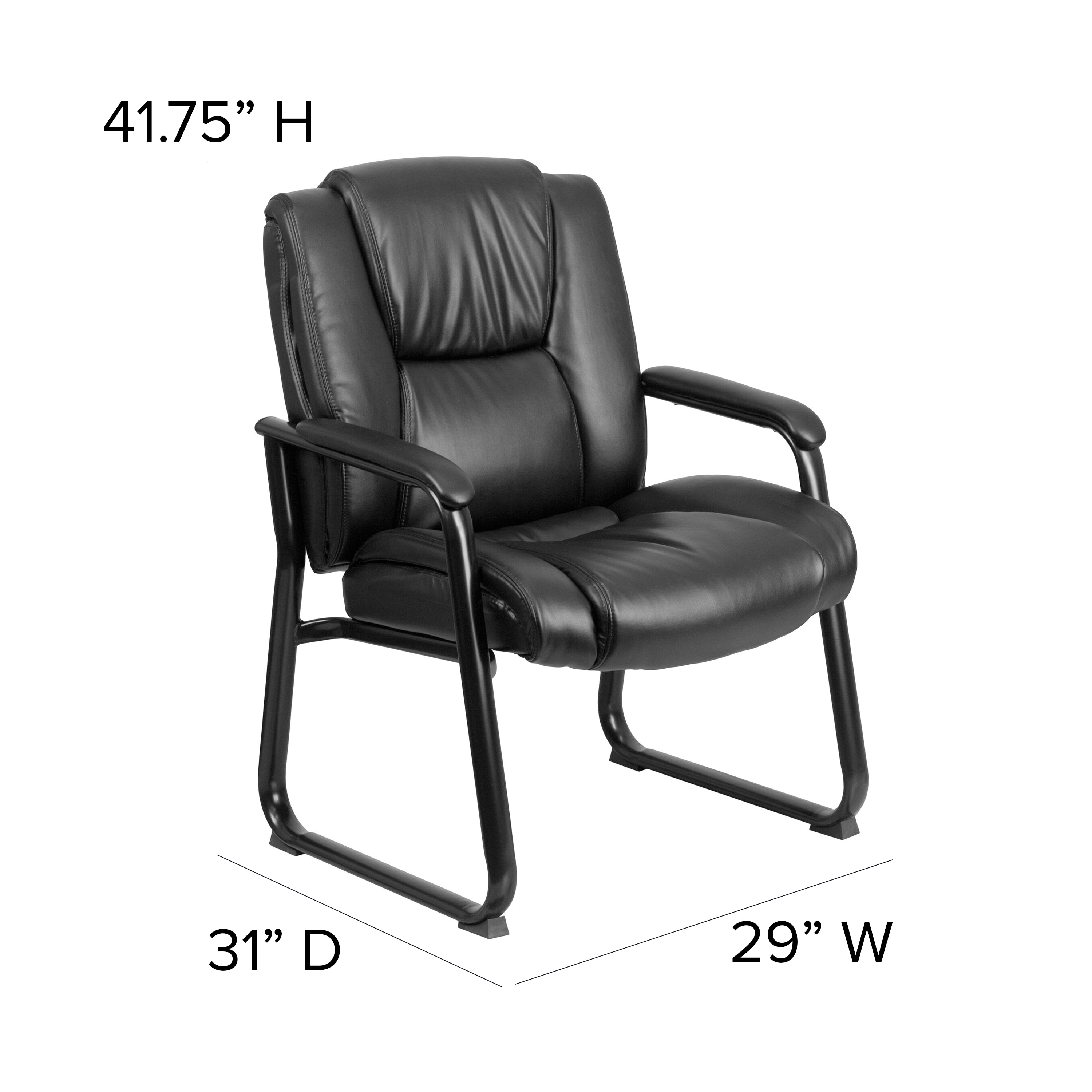 Black LeatherSoft Executive Sled Base Office Chair