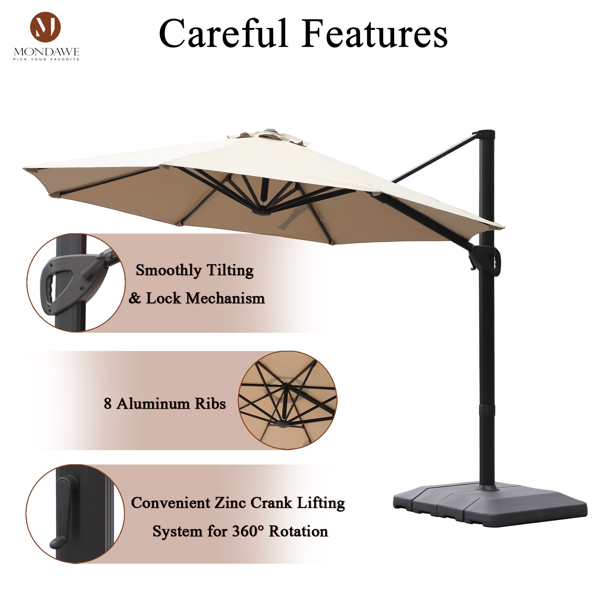 Mondawe 11-ft Cantilever Patio Umbrella with Base in the Patio ...