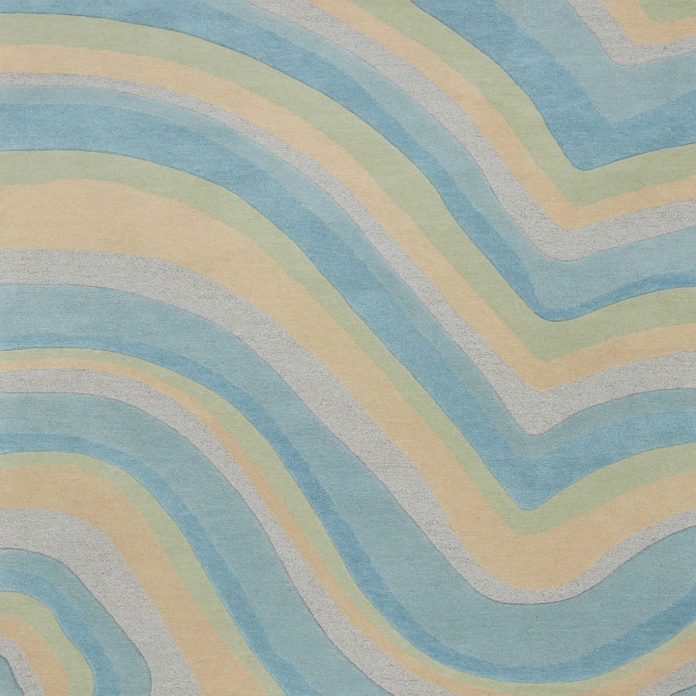 HomeRoots 352350 Bernadette 3 X 5 (ft) Rag Wool Ocean Blue Beige Indoor Distressed/Overdyed Area Rug