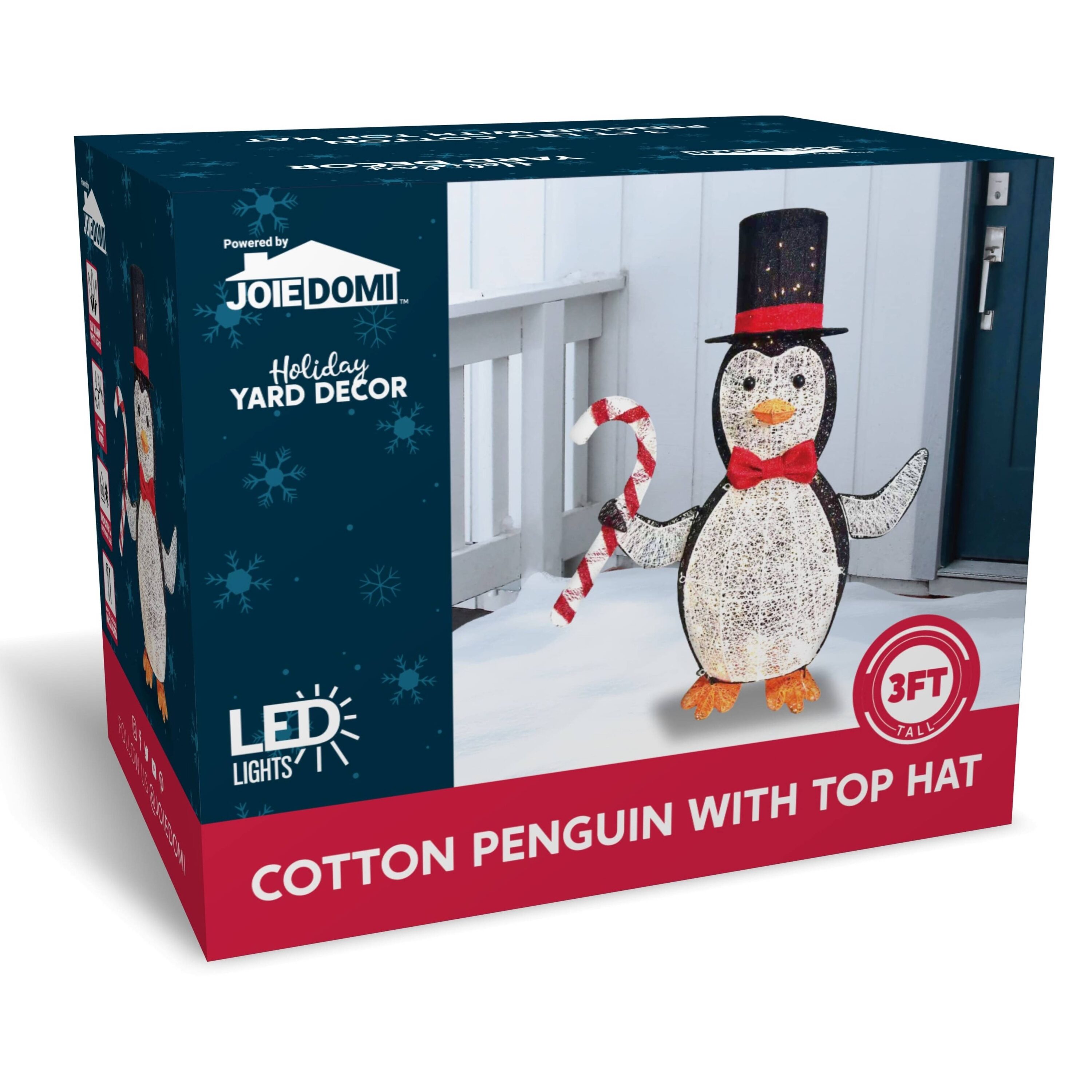 2Ft Christmas Folding Penguin with Christmas Hat Built-in LED Light -  DANNY'S HOME GOODS