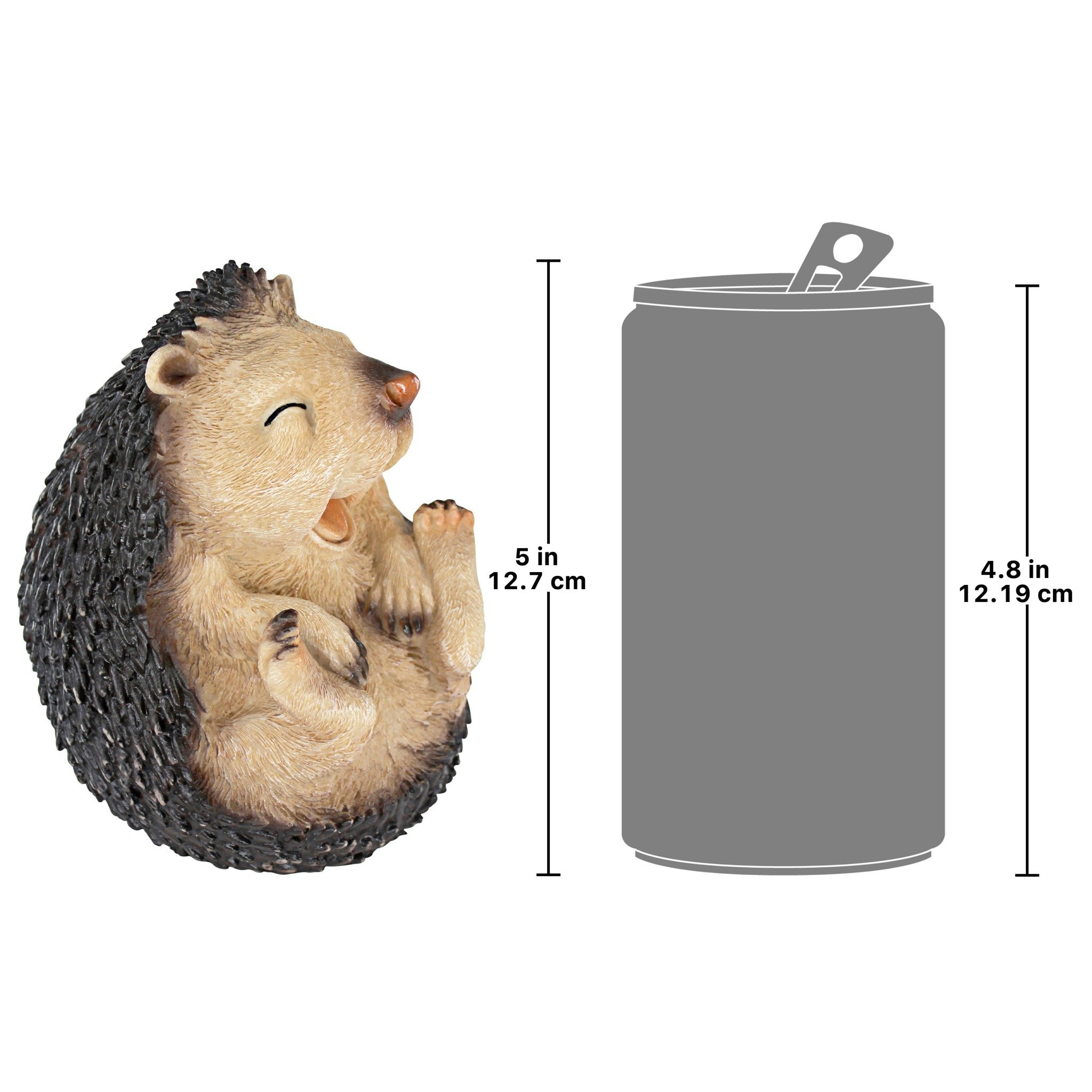 Small Beige and Brown Resin Laughing Hedgehog Garden Statue