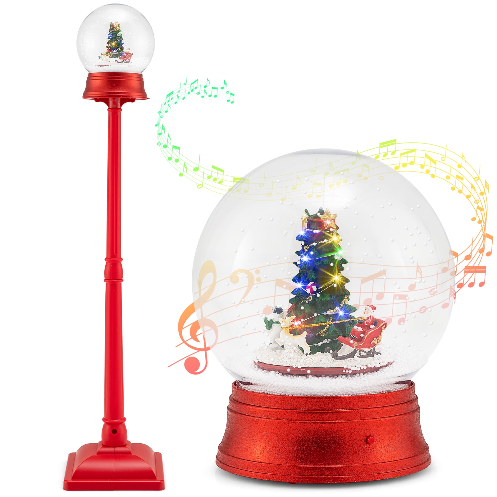 Costway  5 Ft Musical Christmas Street Lamp with 8 Tunes and 15 Colorful LED Lights for Porch