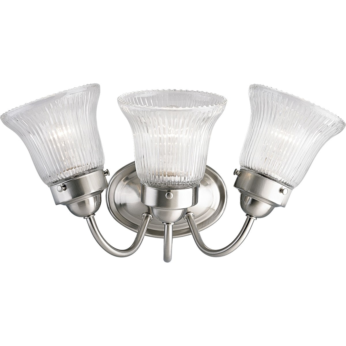 Progress Lighting P3289-09 Fluted Glass 16.12-in 3 -Light Brushed Nickel Transitional Vanity light