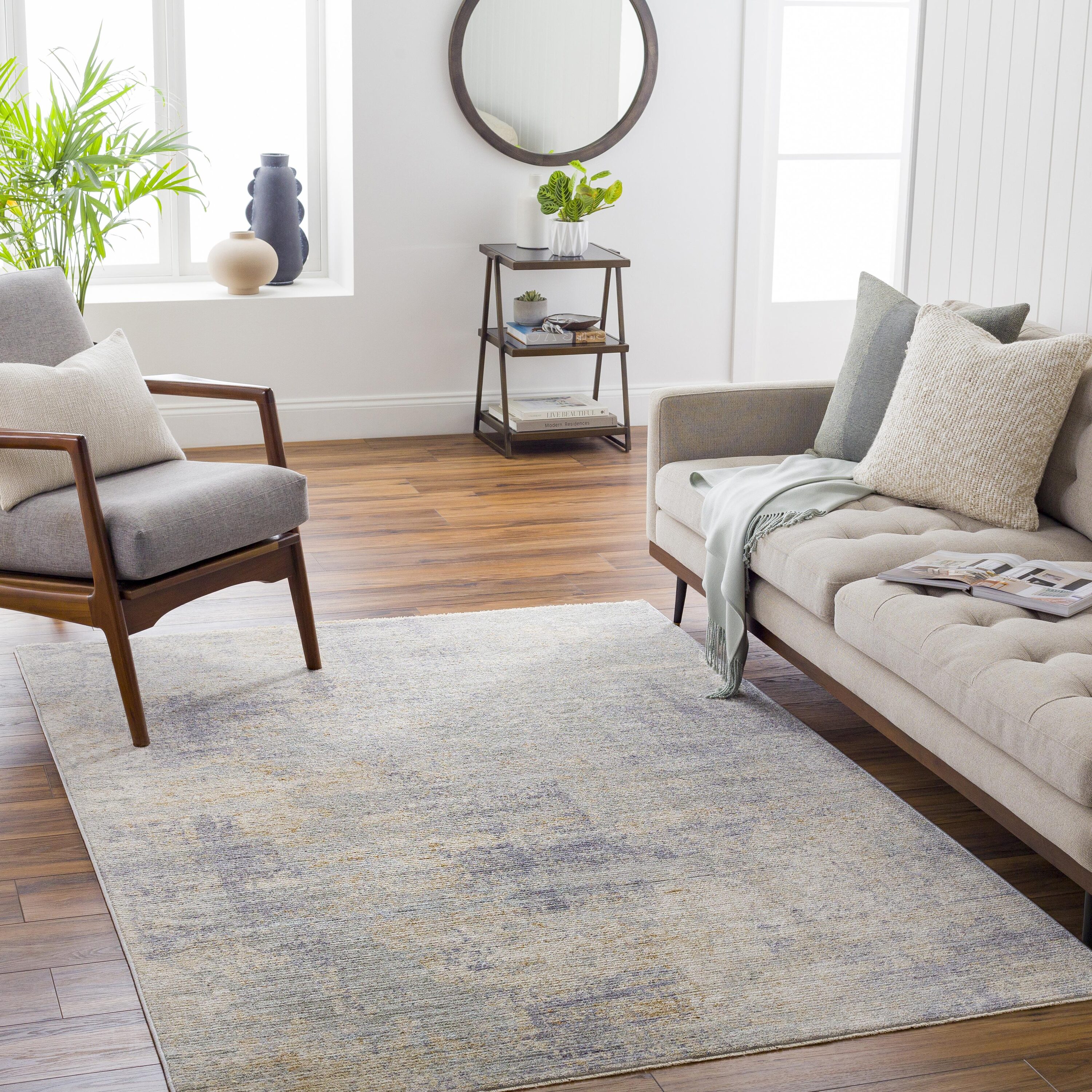 Livabliss AVT2345-23 Avant Garde 2 x 2 (ft) Flatweave Black Rectangular Indoor Distressed/Overdyed Mid-Century Modern Pet Friendly Area rug