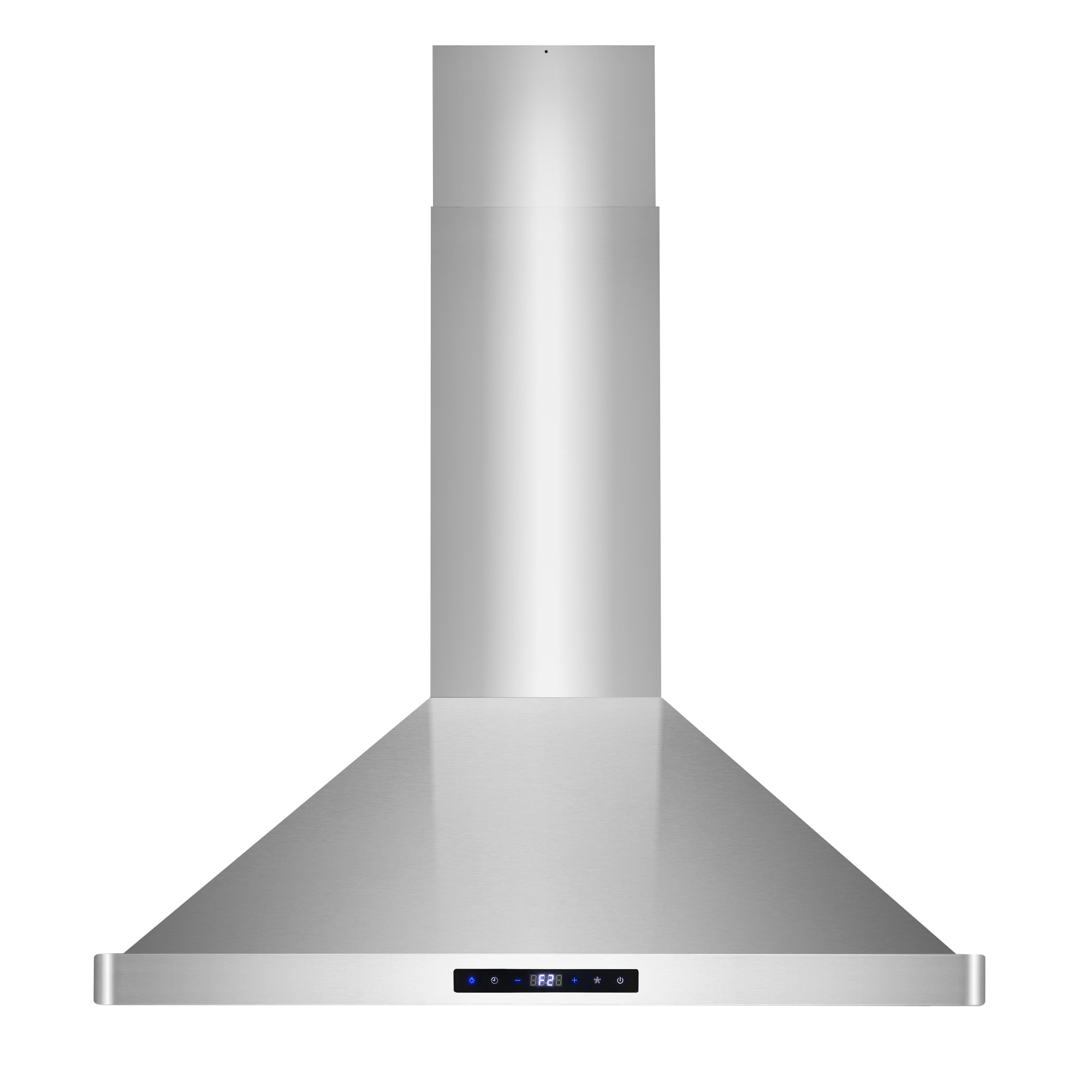 Kuled Island Mount Range Hood 30 inch with LED Lights, Ceiling Chimney-Style Stove Vent, 4-Speed Fan, Soft Touch Controls, Size: 6, Silver
