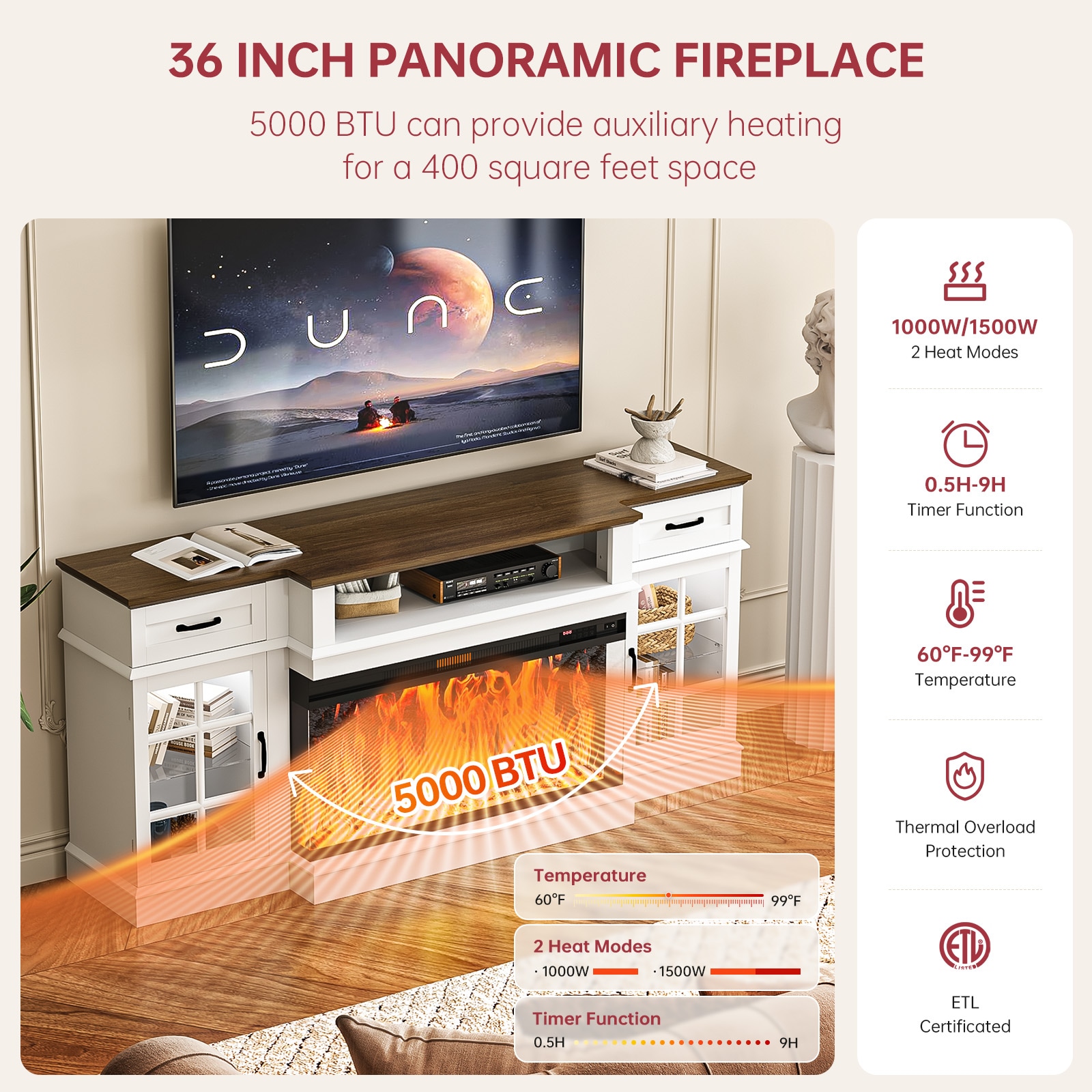AOXUN AX-41870WB Electric-Fireplaces - View #2