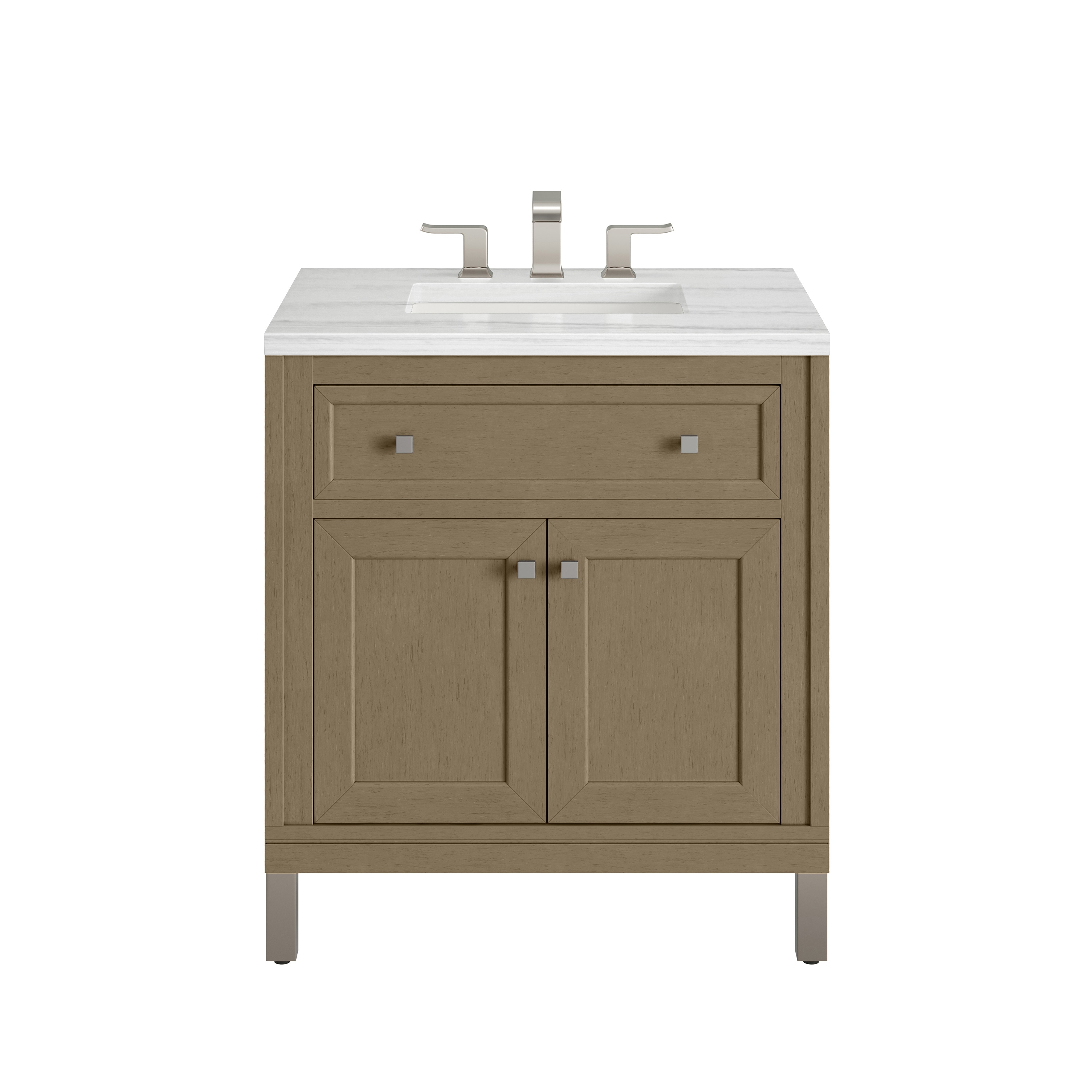 James Martin Vanities 503-V30-WLW-3AF Chicago 30-in Walnut Whisper Undermount Single sink Bathroom Vanity with Arctic Fall Solid surface Top