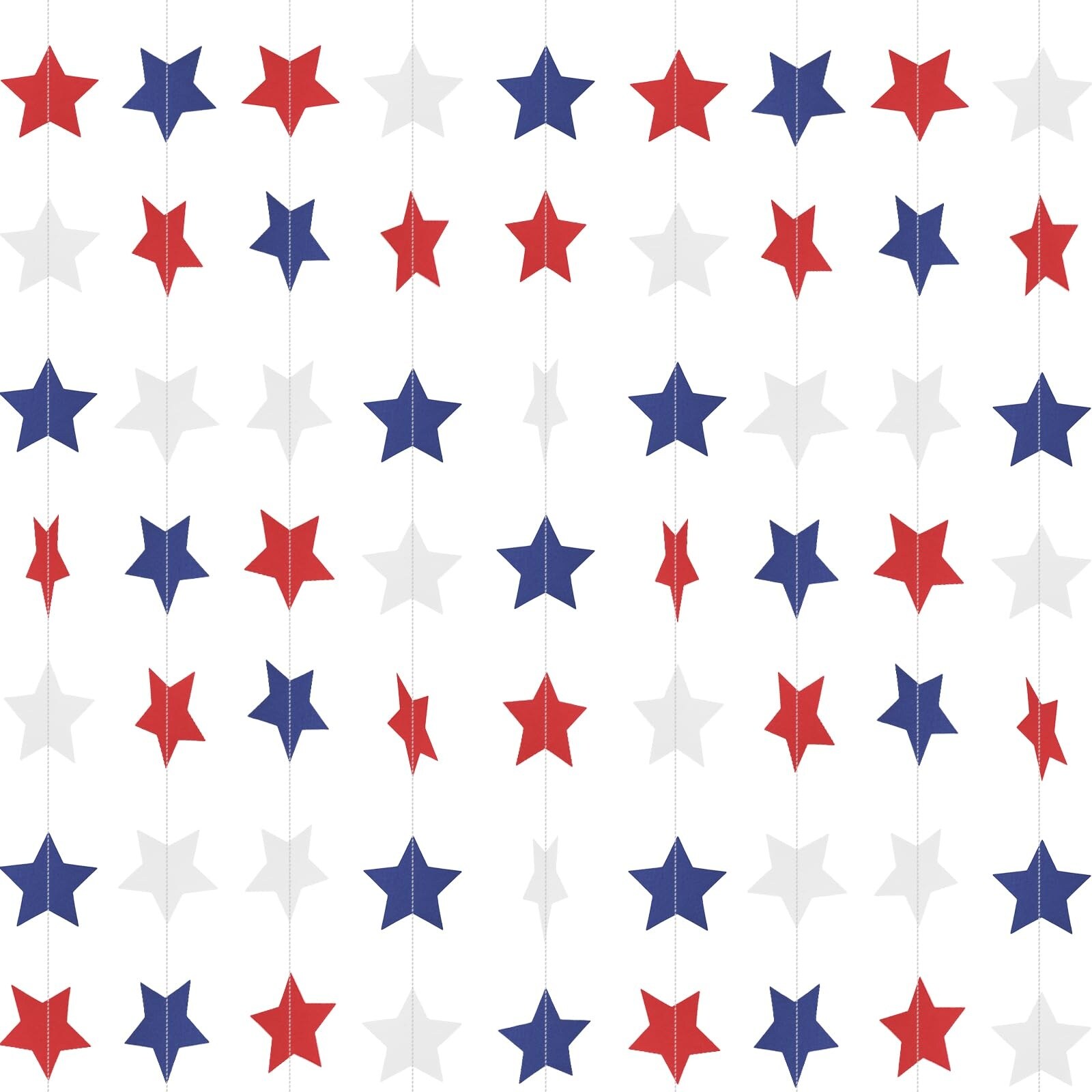 Anqtovp  Patriotic Star Garland Banner 59 FT 6 Pack Red White Blue Double Sided Decoration for 4th of July Memorial Day Veterans Day Labor Day