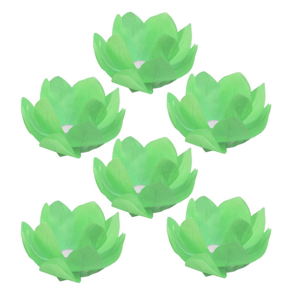 LumaBase 56606 6-Pack 6-Wick Unscented Green Tea Light Candle (Paper Lotus)