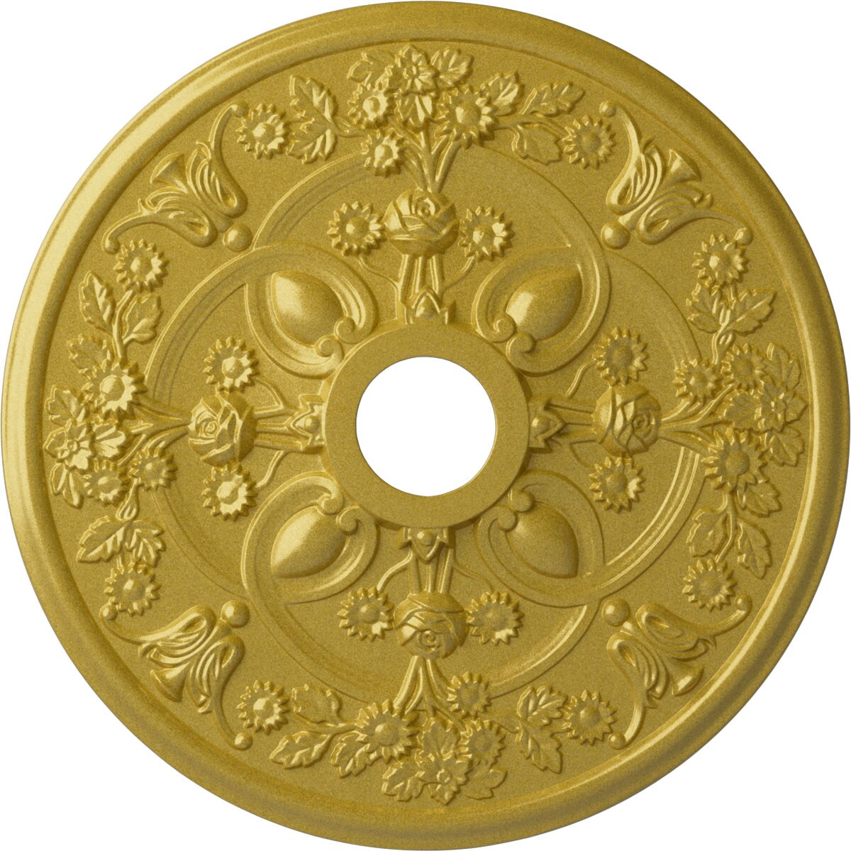 Ekena Millwork CM30RORGS Rose 30.875-in W x 30.875-in L Painted Rich Gold Polyurethane Whole Ceiling Medallion