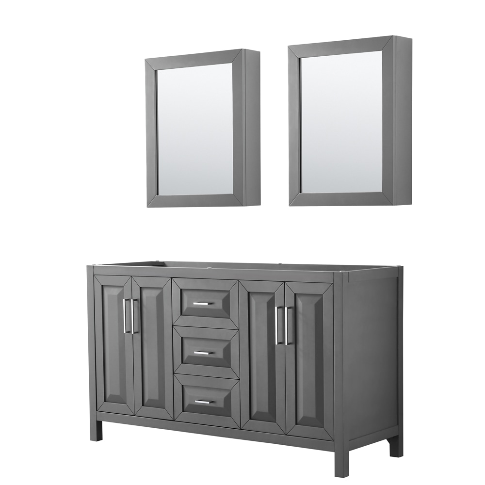 Wyndham Collection WCV252560DKGCXSXXMED Daria 60-in Dark Gray with Polished Chrome Trim Bathroom Vanity Base Cabinet without Top (Mirror Included) (Medicine Cabinet Included)