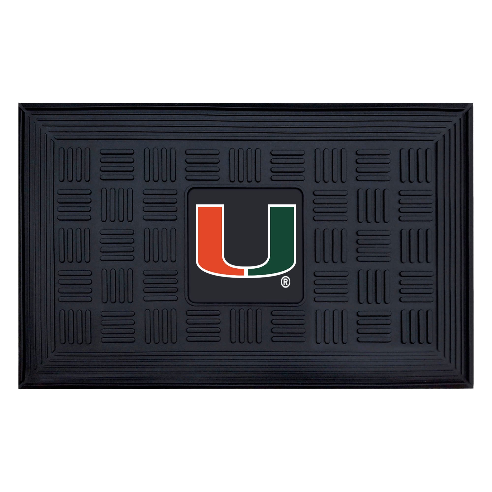  11364 Miami Hurricanes 2-ft x 3-ft Black Vinyl Rectangular Indoor or Outdoor Decorative Sports Door Mat