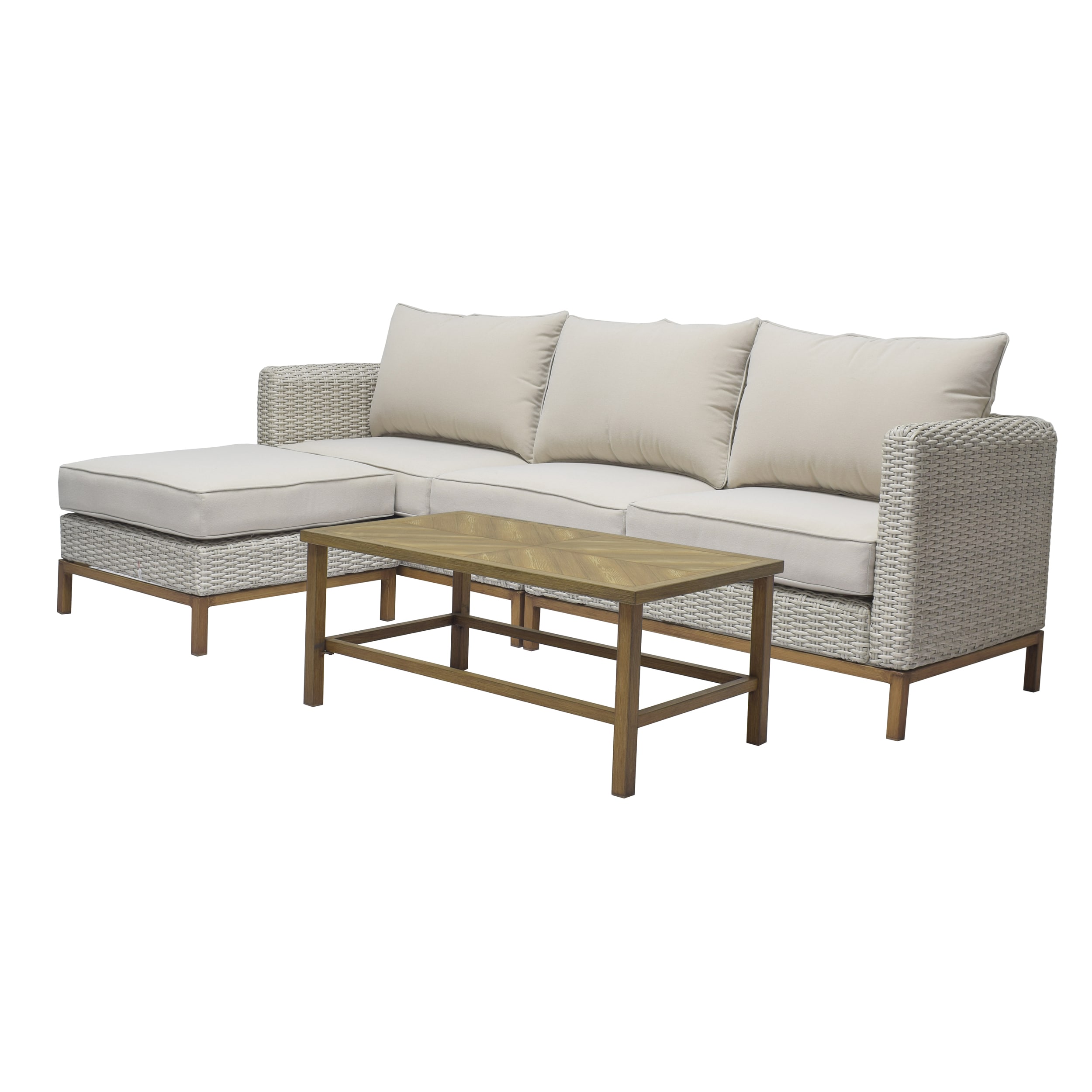 Origin 21 Veda Wicker Off-white with Patio Springs Cushions the at 4-Piece Set Sets Conversation Patio in Conversation department