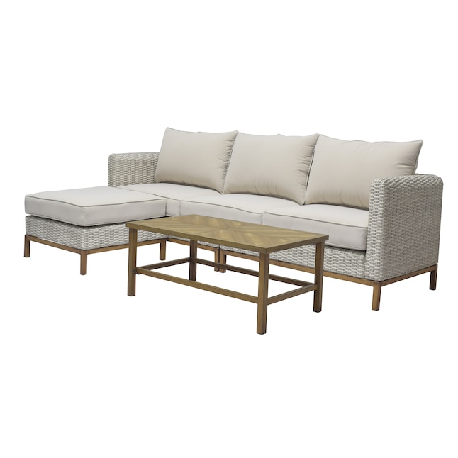 Origin 21 Veda Springs 4-Piece Wicker Patio Conversation Set with Off-white  Cushions in the Patio Conversation Sets department at