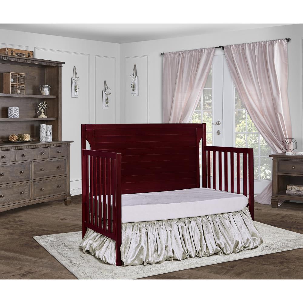 Dream On Me Modern Dark Cherry 4-in-1 Convertible Crib with Adjustable ...